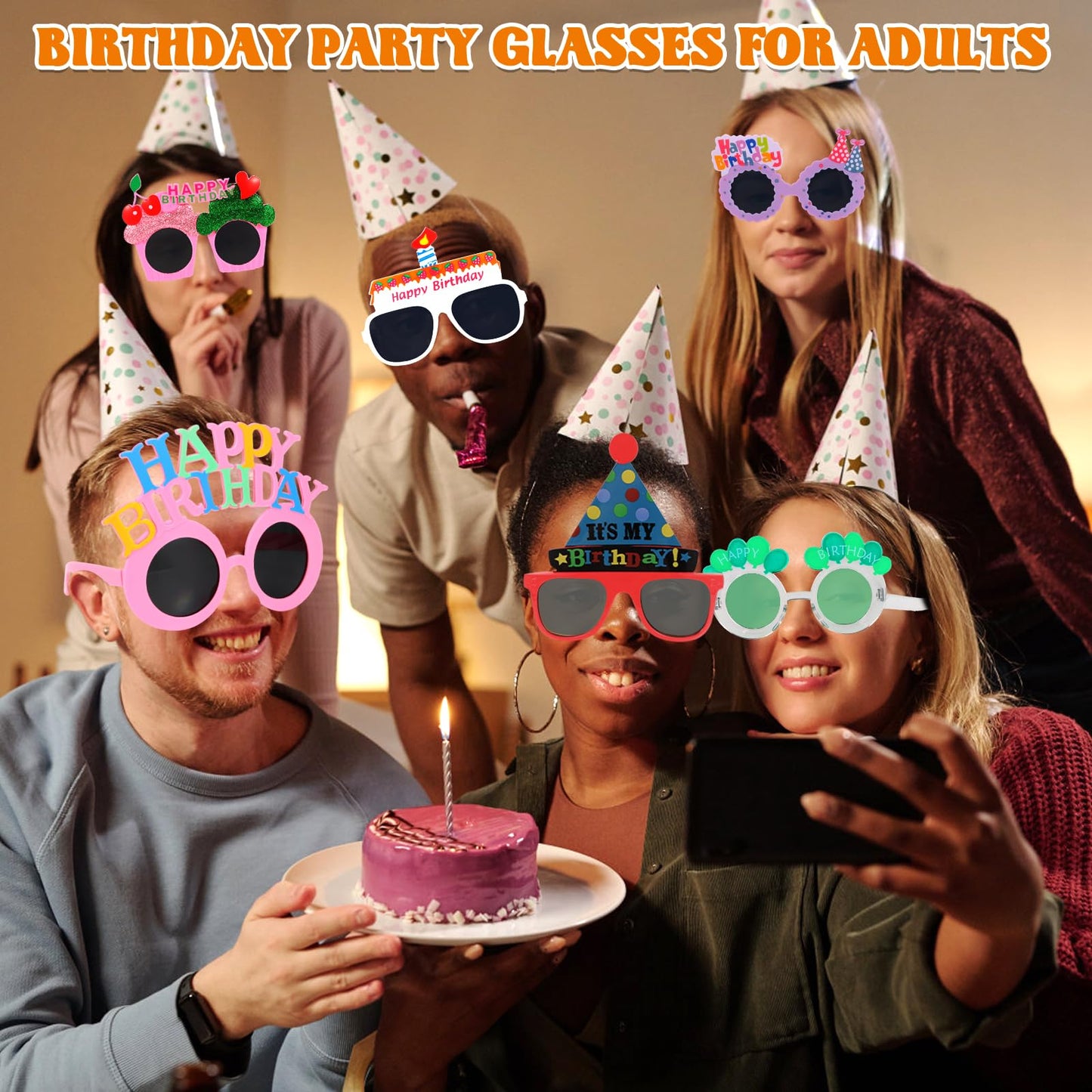 NICOWARM 12pcs Birthday Glasses, Happy Birthday Sunglasses, Novelty Funny Photo Booth Props for Happy Birthday Party, Birthday Sunglasses for Adults Birthday Party Supplies