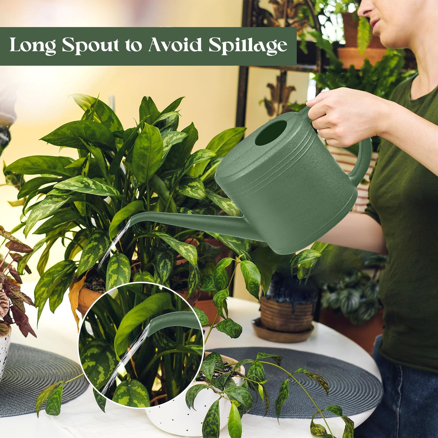 UFANME Watering Can - for Indoor and Outdoor Plant Garden - 1/4 Gallon - Green