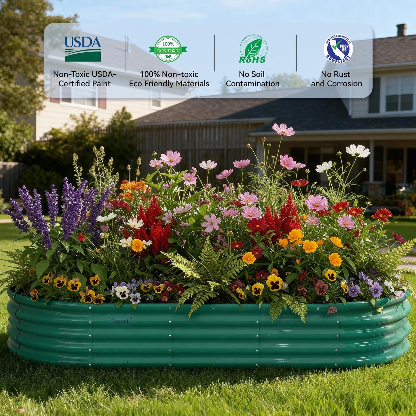 8x3x1.5ft Galvanized Raised Garden Bed, 18" Tall Metal Raised Beds for Gardening, Large Planters Boxes for Outdoor Plants Vegetables, Flowers, Herbs & Tomatoes, Above Ground Garden Beds Kit, Green