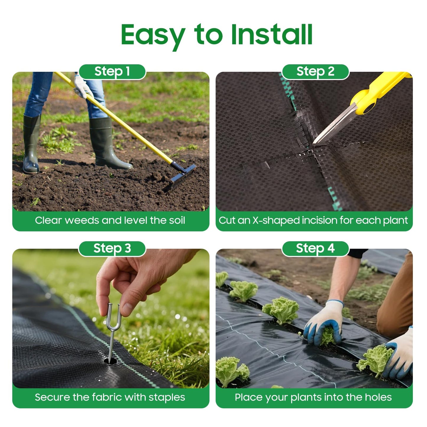 EasyGrowth Weed Barrier Landscape Fabric, Heavy Duty Polypropylene, Black, 3x100 Feet, Water Permeable, Tear-Resistant for Gardening (4FT × 100FT)