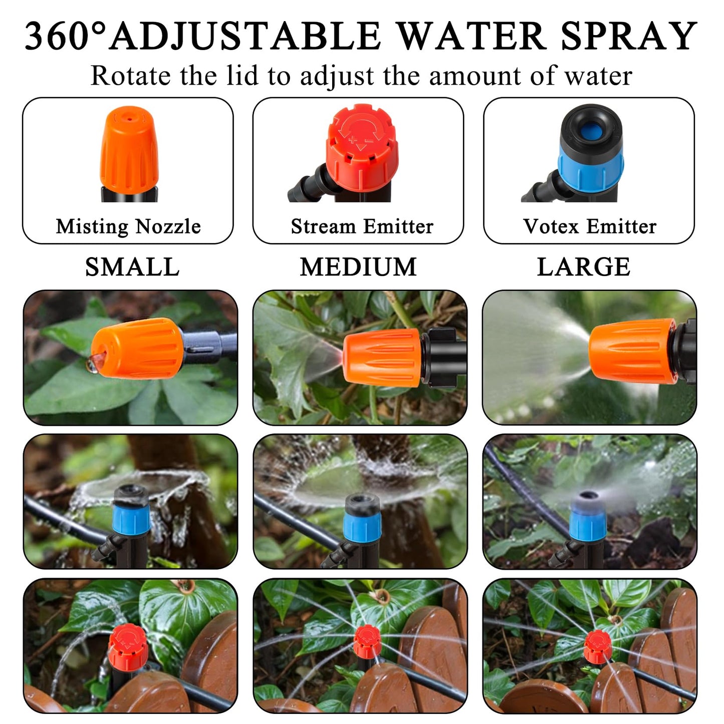 250FT Drip Irrigation System Kit, Automatic Drip Irrigation Kit with 1/2 inch Hose 1/4 inch Distribution Tubing and Accessories for Greenhouse, Yard, Lawn