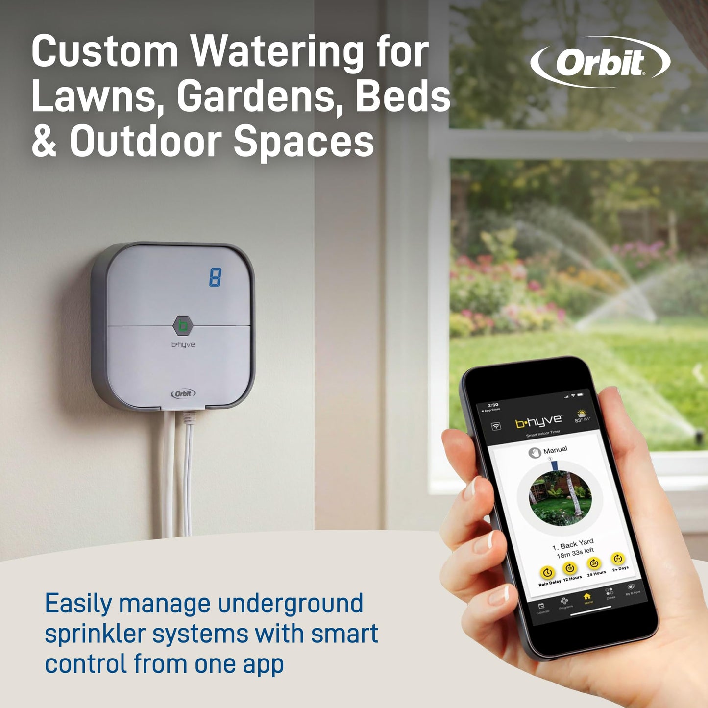 Orbit 57925 B-hyve 8-Zone Smart Indoor Sprinkler Controller