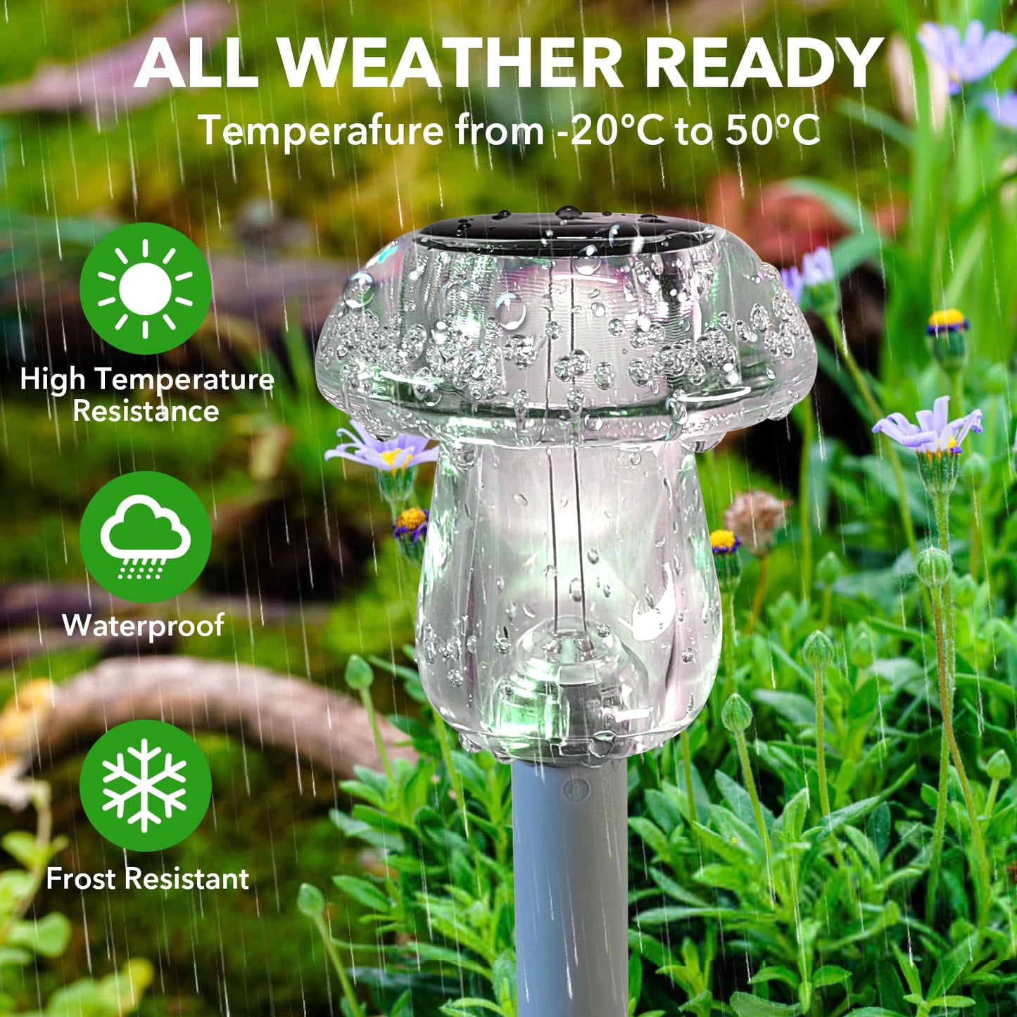 Benany Solar Lights Outdoor, 8 Pack Mushroom Lights Outside Waterproof, Solar Powered LED Lighting for Garden, Yard, Landscape, Path, Pathway, Lawn, Walkway, Driveway, Backyard Decor (Warm White)
