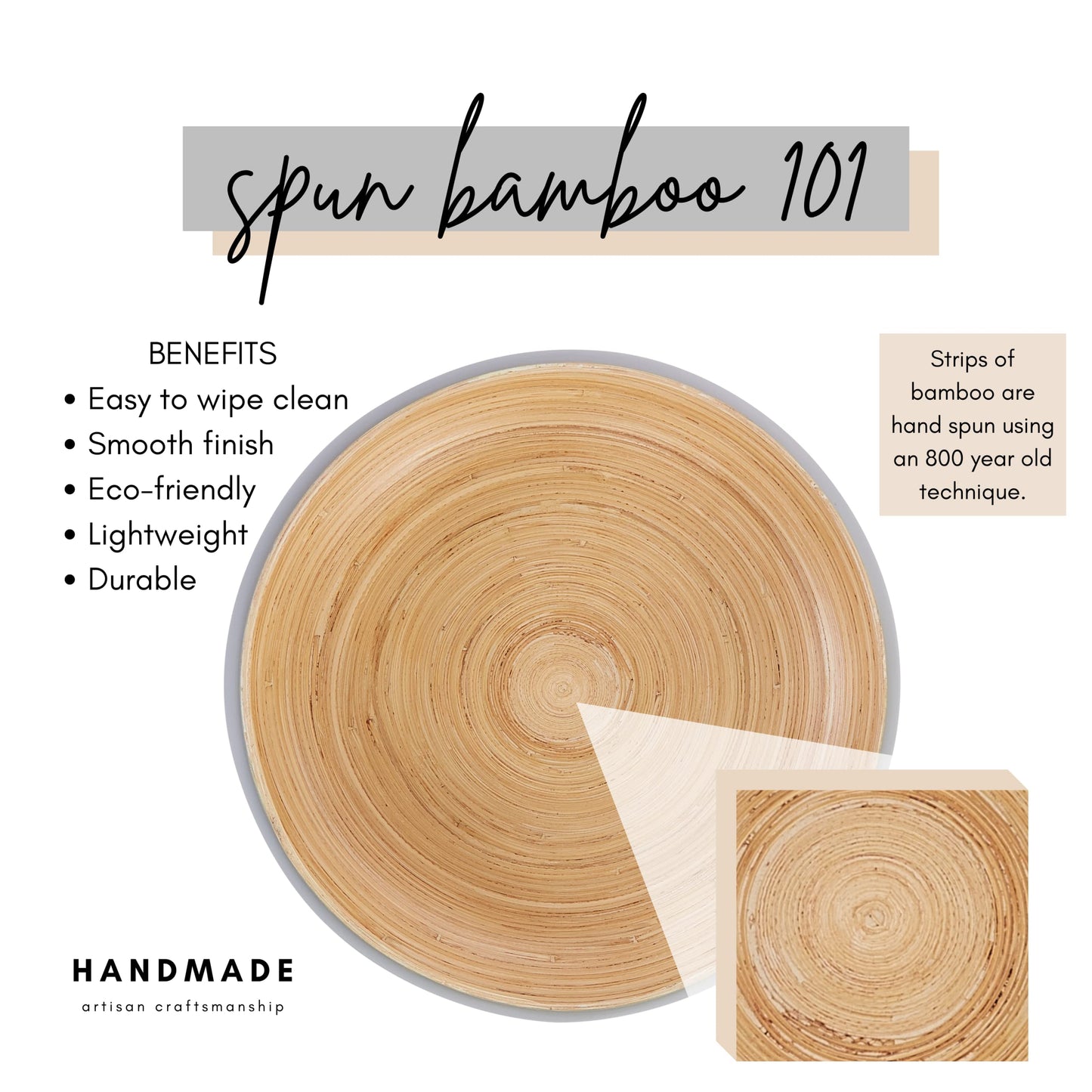 HABITAAS Fruit Bowl for Kitchen Counter – Handmade Spun Bamboo, Large 11.75" Fruit Basket, Eco-Friendly Decorative Serving Bowl for Home Decor, Produce Storage & Centerpiece (Gray)