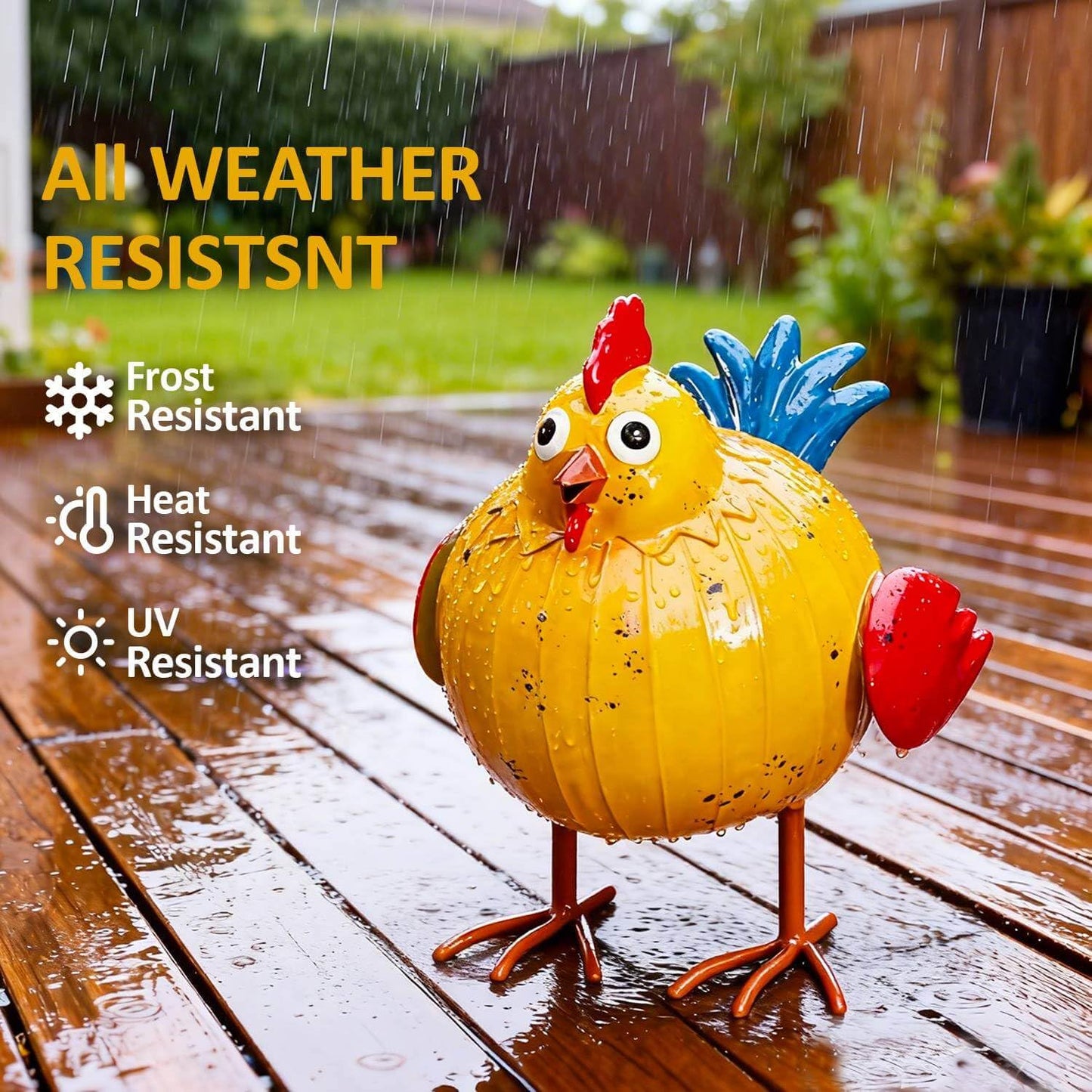 Natelf Metal Rooster Chicken Sculpture for Garden, Patio, Lawn, Porch & Indoor - Rustic Farmhouse Decor