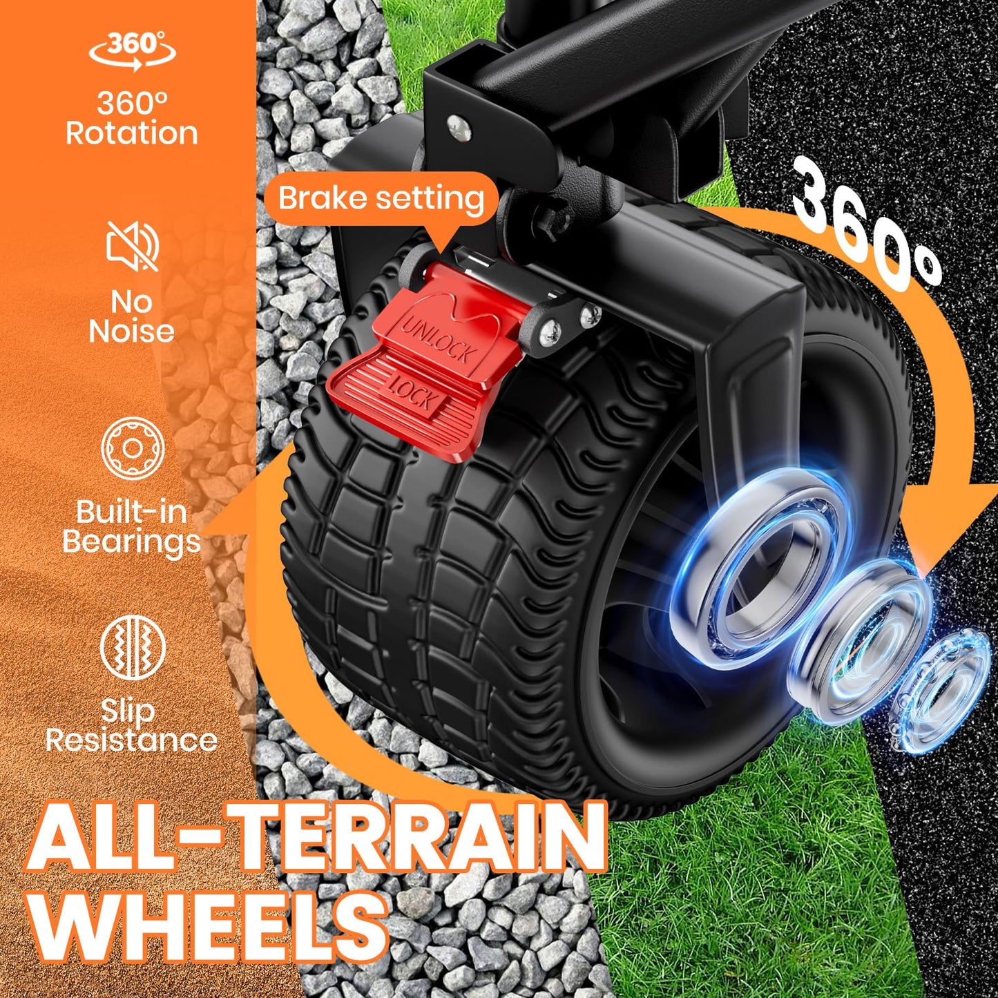 Collapsible Wagon Carts Foldable 570LBS Beach Wagon with Big All-Terrain Wheels Weight Capacity Heavy Duty Utility Carts with Cup Holders for Garden, Camping, Grocery, Sports Black