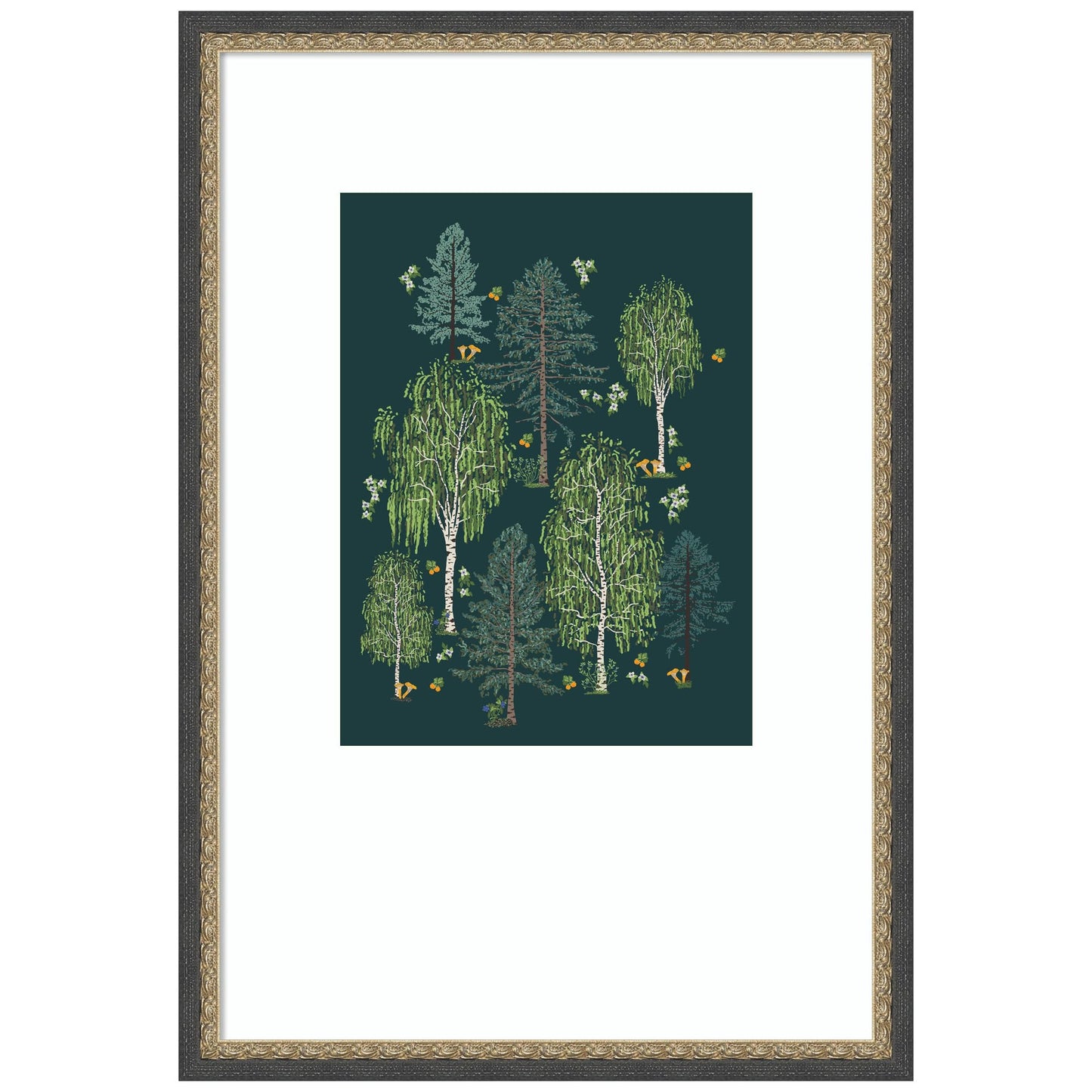 Amanti Art Framed Wall Art Print 25x17 Scandinavian Boreal Forest by Alexandra Weise, Nature Wall Art, Whimsical Decor, Medium Poster Painting Artwork for Living Room, Bedroom, Bathroom, Kitchen,