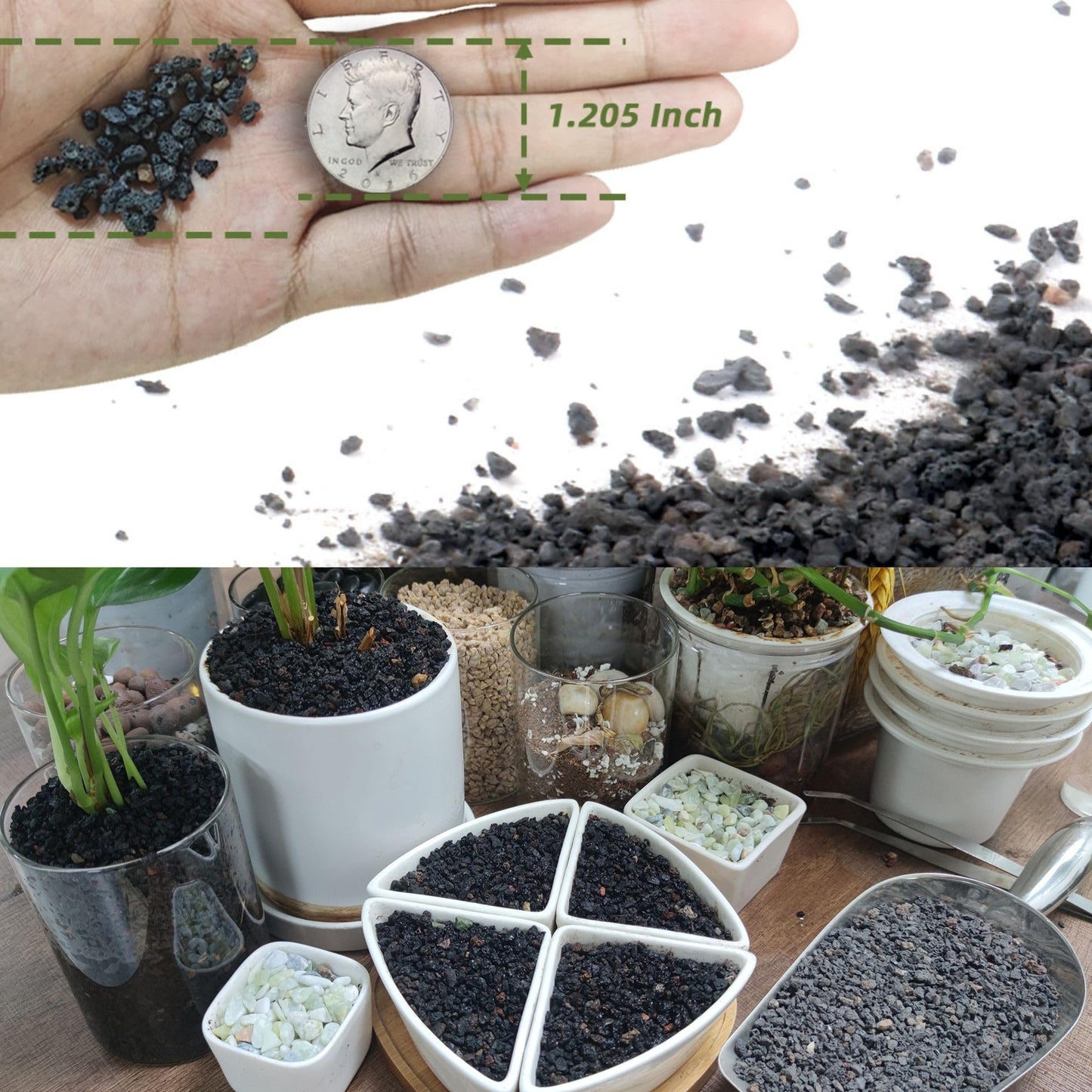 18LB Black Lava Rocks for Plants, Volcanic Rock Horticultural Lava Rock Soil for Landscaping Plants Drainage, Small Lava Rock Gravel for Succulents, Bonsai, Vase Fillers, Top Dressing