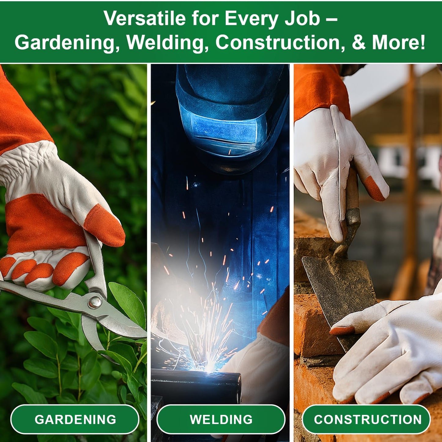 Gastody Long Sleeve Leather Gardening Gloves for Women & Men – Thornproof & Puncture Resistant Cowhide Work Gloves – Heavy Duty Yard Work, Pruning, Landscaping, Welding, Construction L