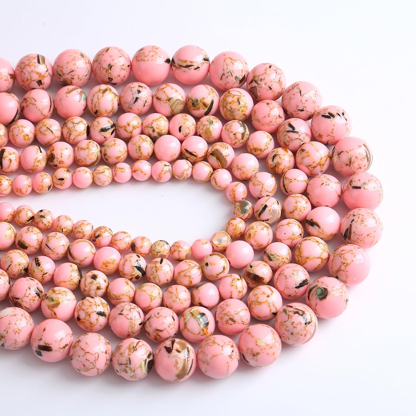6MM 60PCS Pink Shell Turquoise Spacer Loose Beads for Jewelry Making DIY Bracelet Necklace