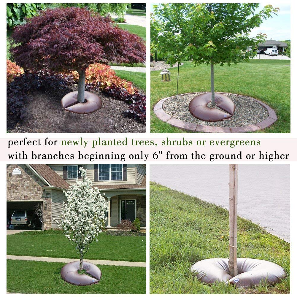 20gal Tree Watering Ring with Coconut Fiber Mulch Ring, Deep Root&Slow Release&Automatic Drip Irrigation Watering System for Trees and shrubs (2*Watering Ring +2* Mulch Mat)