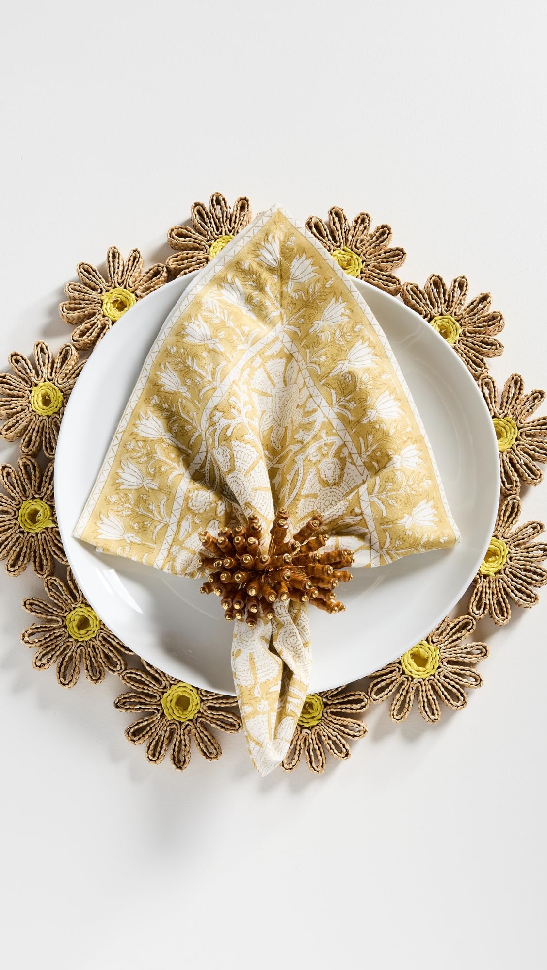 Kim Seybert Women's Royal Palm Napkin Rings Set of 4, Brown/Gold, One Size