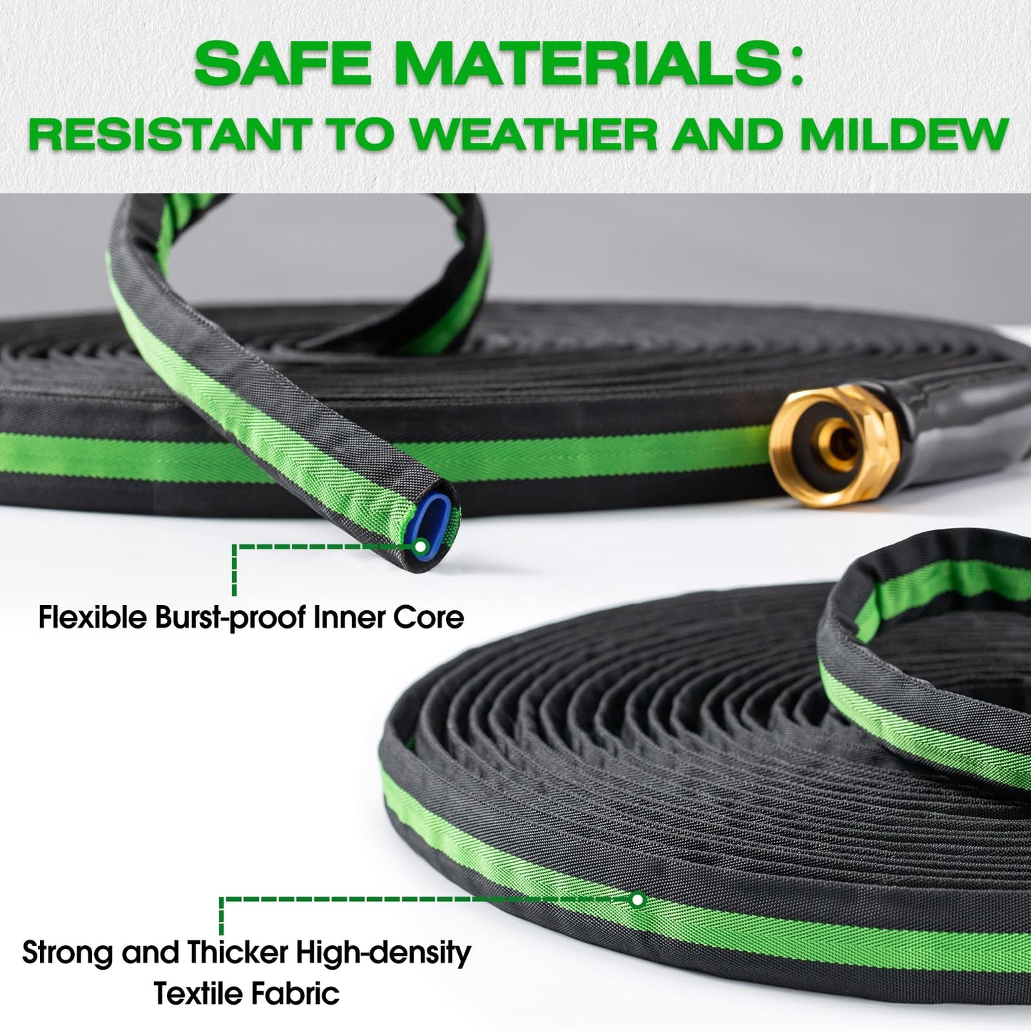 HODUP 100FT Lightweight Super Flexible Garden Hose - Kink-Free, Non-Expanding, Easy Storage for Yard Lawn Outdoor Use (Black-Green)
