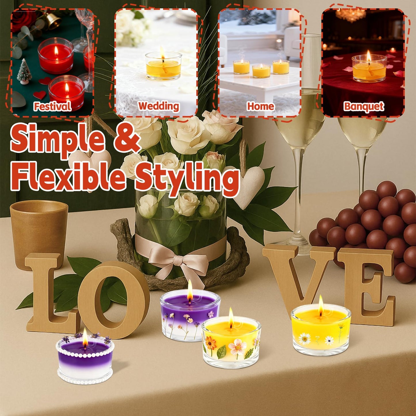 UPlama 36 Pack Clear Glass Tealight Candle Holders, 1.8 Inch Wide x 1 Inch High, for 1.5" Tealights, Bulk for Wedding Centerpieces, Party, Dinner, Home Decor