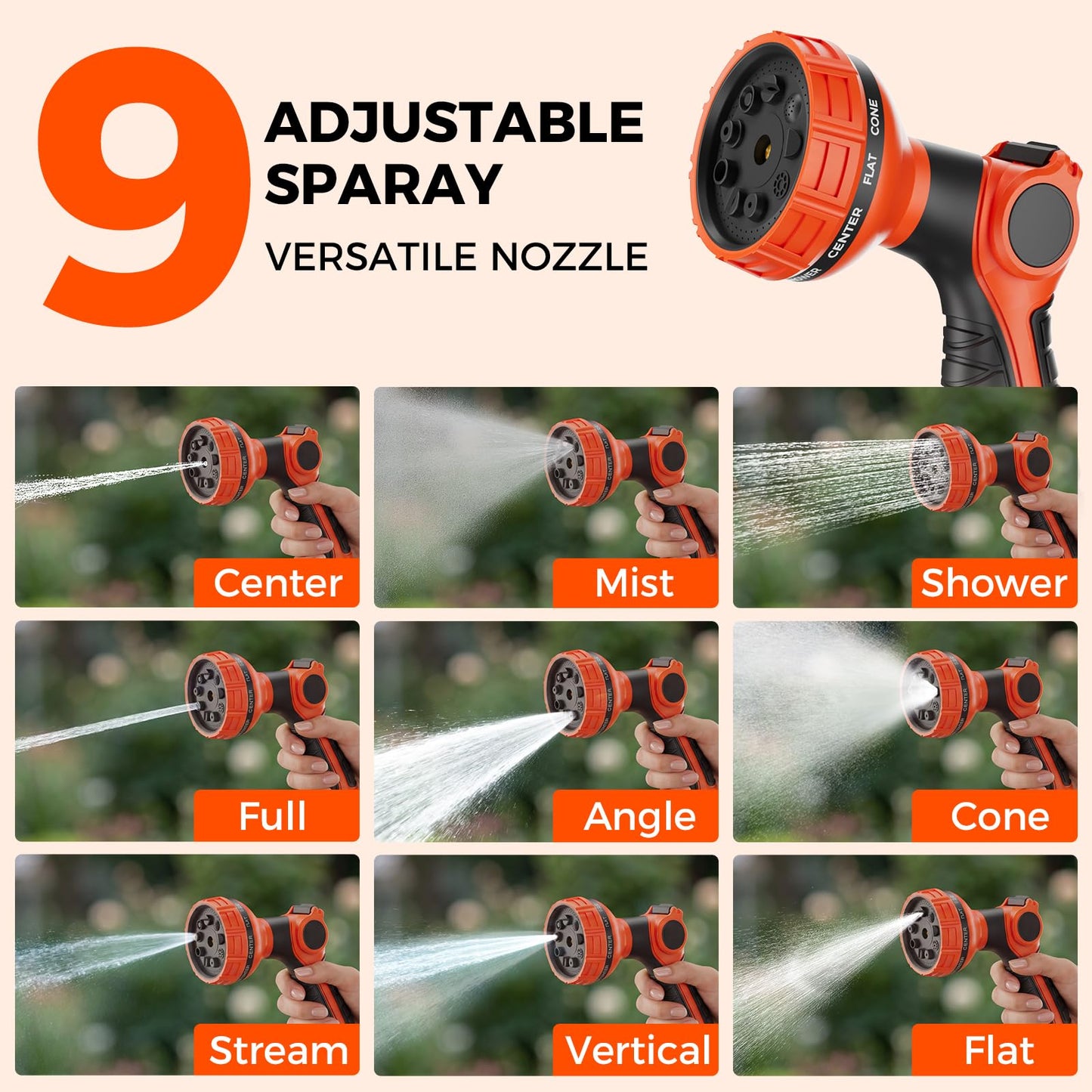 Retractable Garden Hose Reel 360° Swivel 82 ft 1/2 Inch Ground-Mounted Freestanding Water Hose Reel No-Drill Installation Any-Length Lock 20% Slow Return for Large Yard Lawn Car Washing