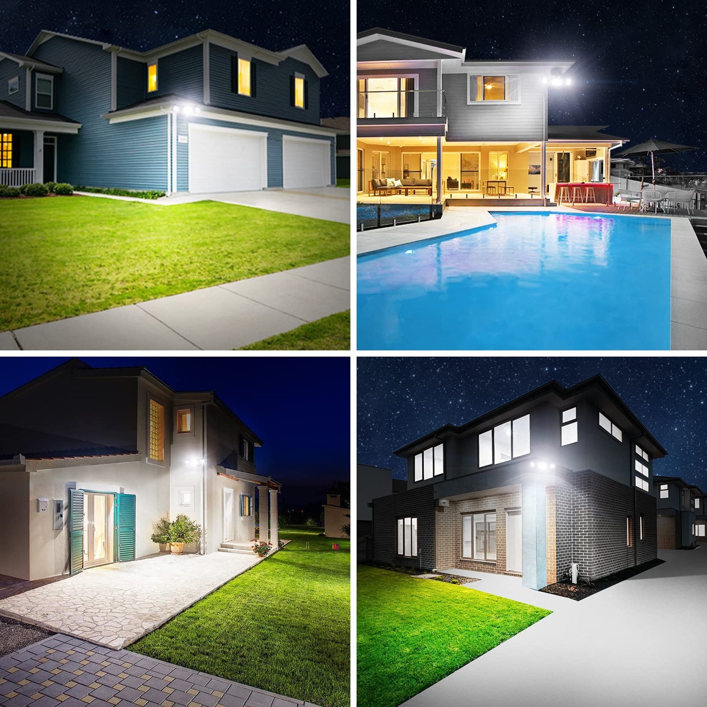 Onforu 70W LED Dusk to Dawn Outdoor Lighting,2 Packs 7000LM Exterior Flood Lights,IP65 Waterproof Outdoor 3 Adjustable Heads Photocell Black Lights Fixture,6500K Daylight White Floodlights(Black)