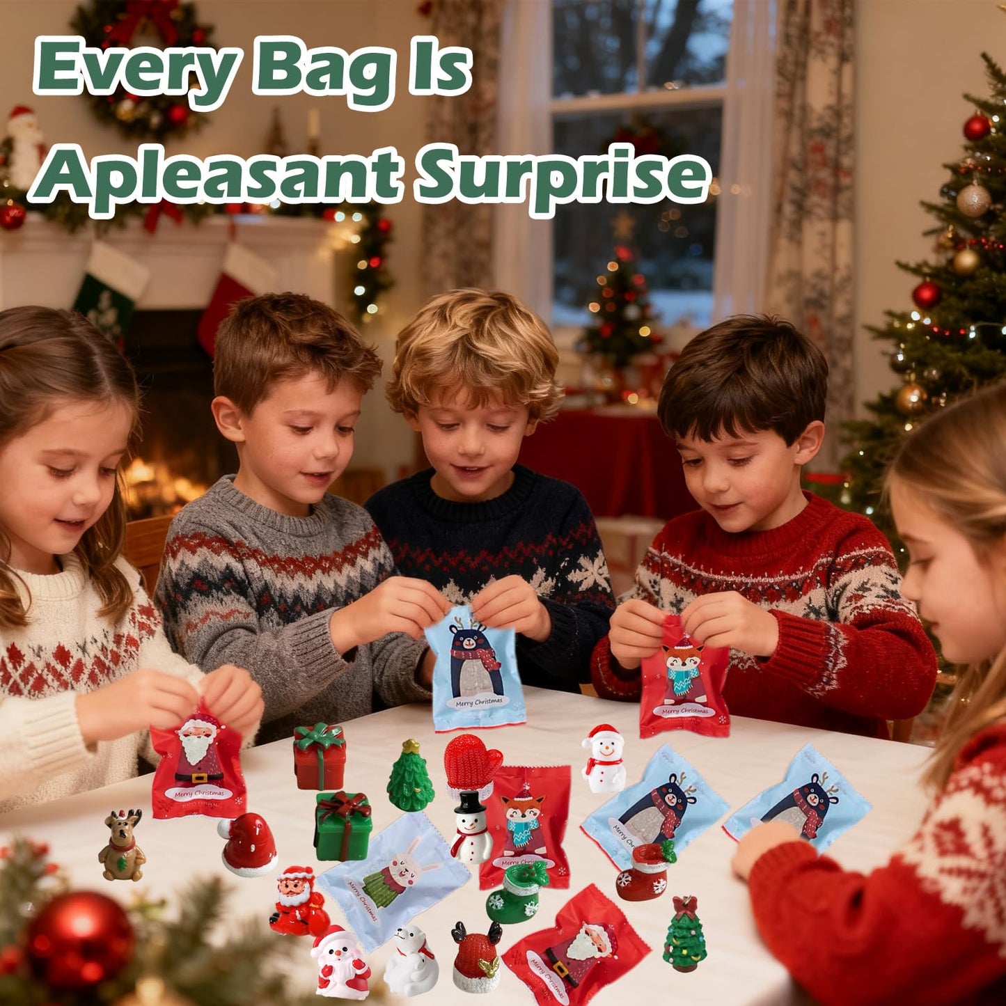 CIYOJA 12-Pack Christmas Resin Mystery Bags – Mini Xmas Figurines Blind Bag Bulk for Holiday Crafts, DIY Decorations, Stocking Stuffers, Party Favors, Ornaments & Collectible Gifts