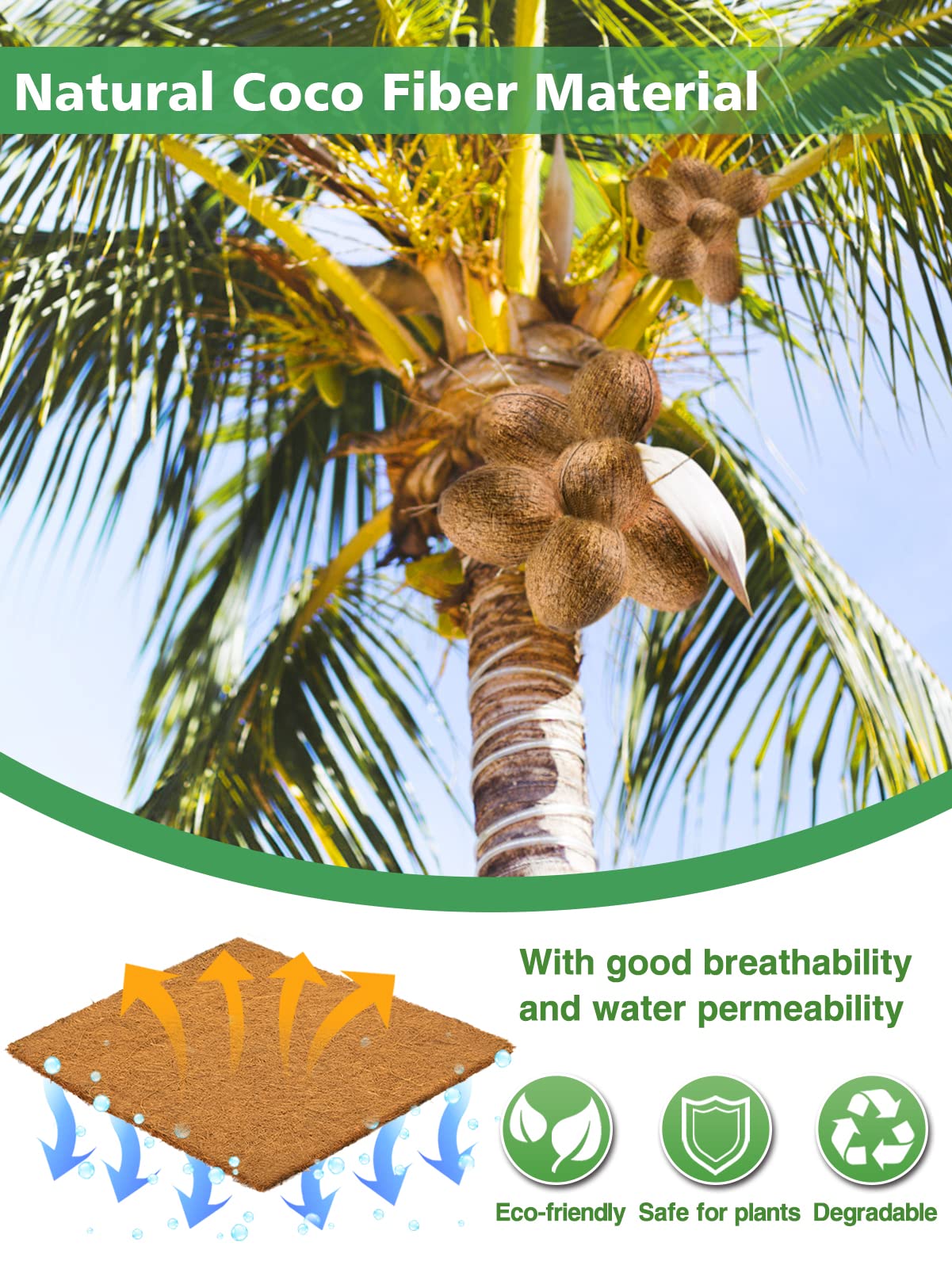 Natural Mulch Roll for Landscaping- 120" x 6.3" Weed Barrier Coconut Fiber Mat with 16 U-Shaped Steel Stakes, Thick Garden Border Edging for Plants, Flowers, Lawns, Vegetables