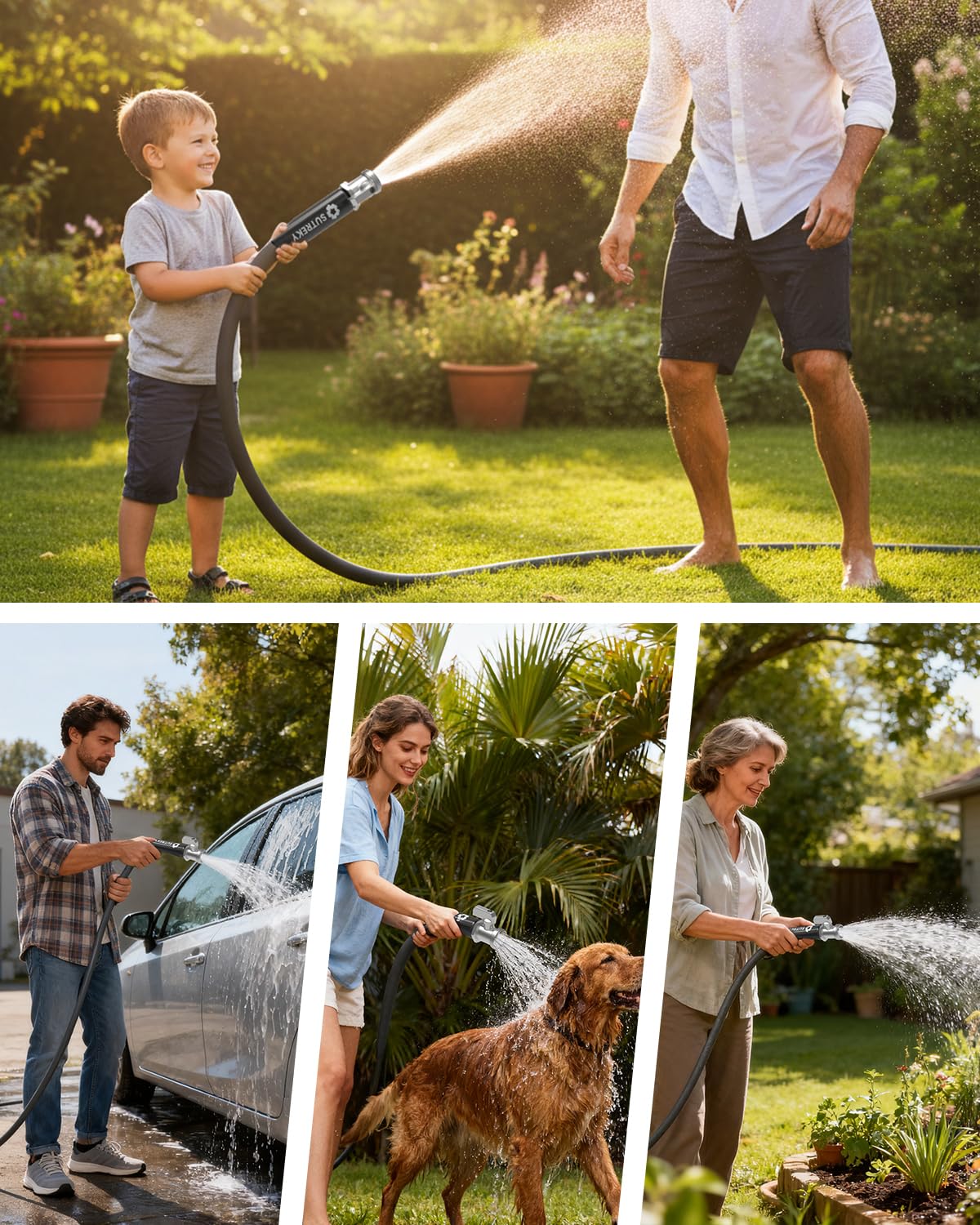 Garden Hose 50ft – Ultra-Light, Kink-Free, High-Pressure, Abrasion-Resistant, Durable, All-Weather, Eco-Friendly