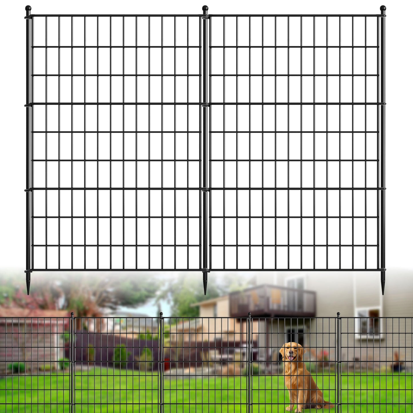 LUCKPRO 10 Panels Decorative Garden Fence Animal Barrier Heavy Duty No Dig Dog Fence Outdoor for Yard 32 in(H) X 23.6 ft(L) Garden Fencing with Ground Stakes for Backyard, Patio Decor