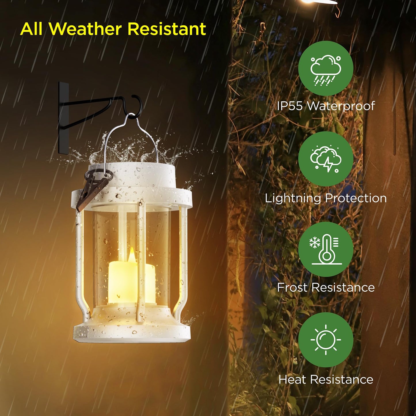 FriutShine Solar Lantern Outdoor & Indoor Use – Hanging Solar Lights with Realistic Flickering Flameless Candle, Weatherproof for Gardens, Patios, Trees, and Lawns (White, 2 Pack)
