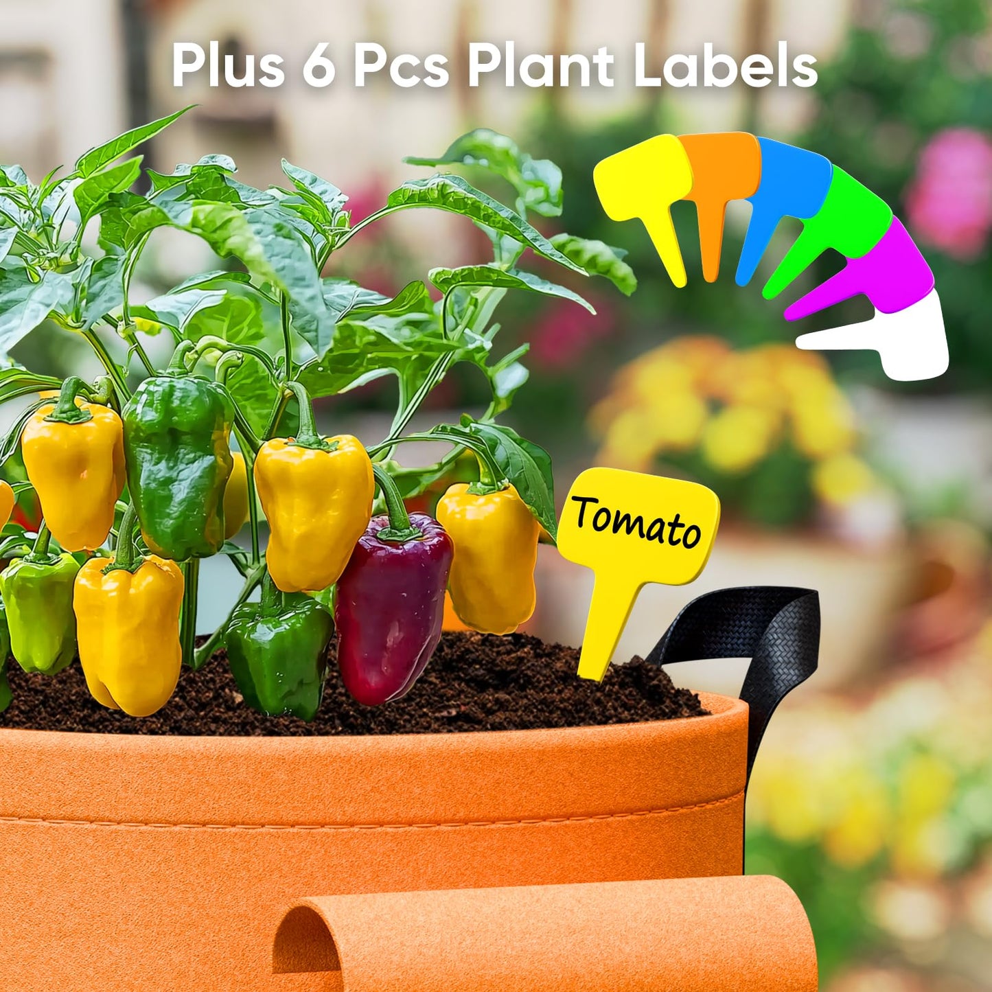 10 Gallon Potato Grow Bags - 6 Pack 350g Heavy Duty Thick Aeration Nonwoven Fabric Pots with Handles, Potatoes Grow Bags 10 Gal with Flap, Garden Bags for Growing Potatoes Plant Vegetables Flower