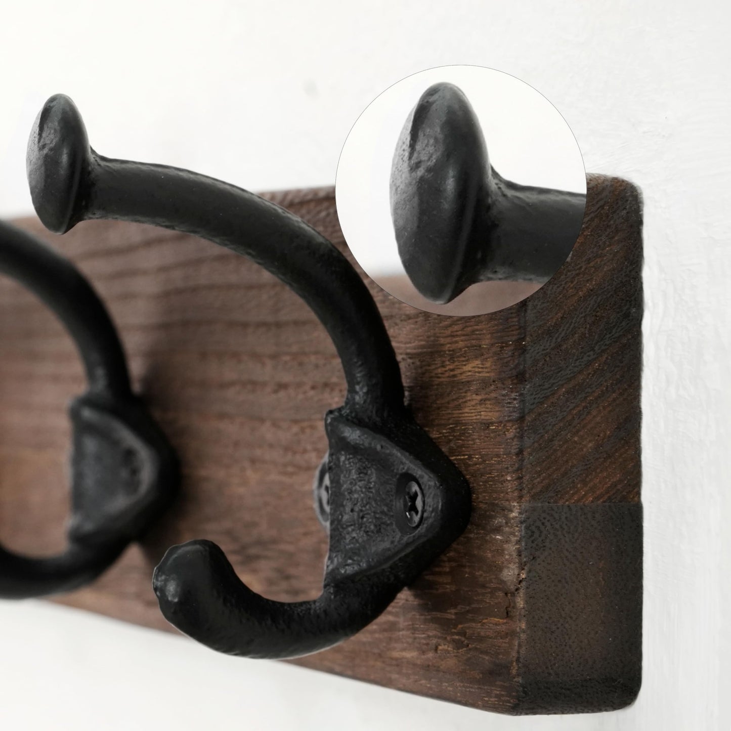 WEBI Rustic Coat Rack Wall Mount,5 Cast Iron Coat Hooks Wall Mounted,Heavy Duty Farmhouse Wood Coat Hanger Wall Antique Vintage Hooks for Hanging Jacket,Clothes,Backpack,Weathered Brown