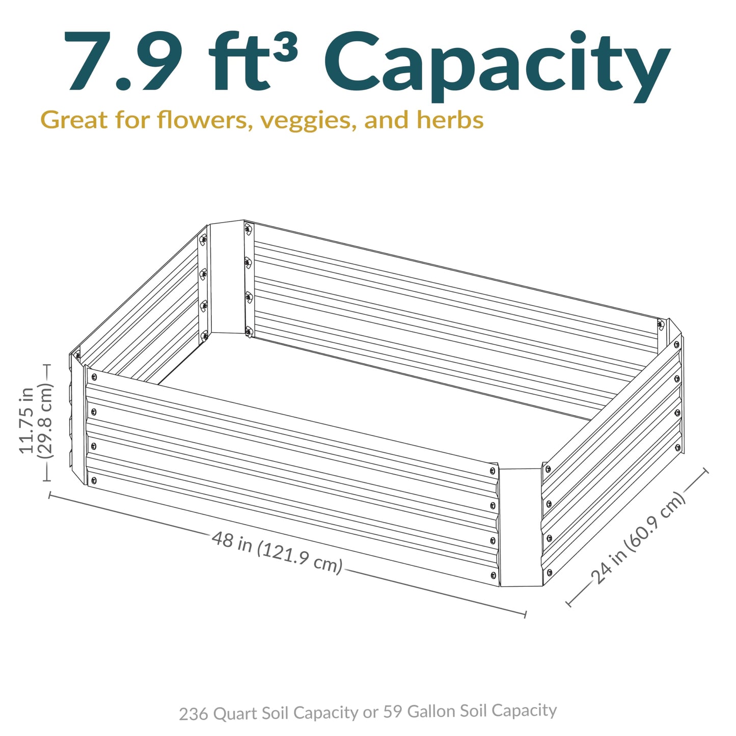 Sunnydaze Galvanized Raised Garden Bed Kit - 4x2x1 ft Outdoor Raised Garden Bed - Metal Planter Box for Vegetables, Flowers, Herbs - Silver - 4' x 2' Rectangle