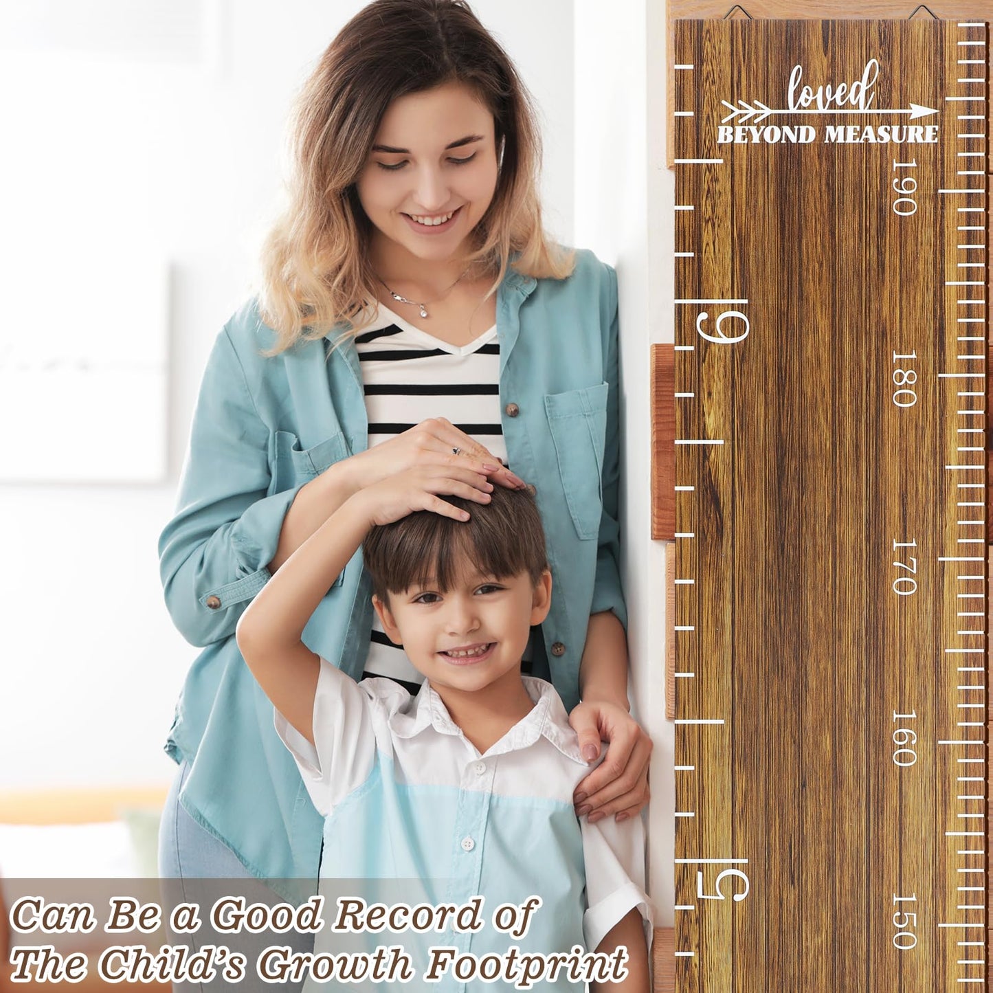 Eersida Growth Chart for Wall Kids Height Growth Chart Wooden Ruler Nursery Wall Decor Boys Girls Height Measurement Loved Beyond Measure for Room Hanging Decor(Novel Style)