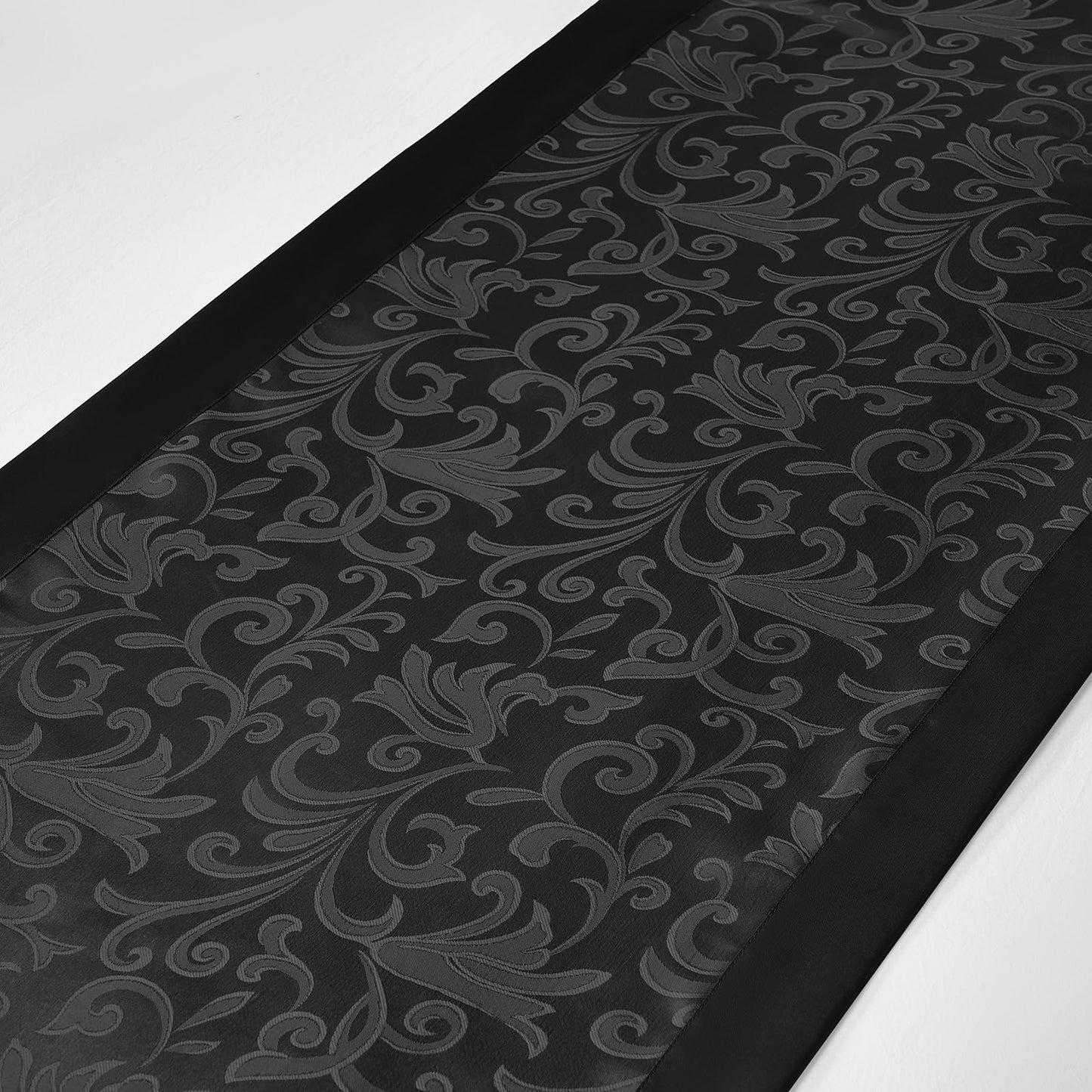 Cobedzy Black Satin Bed Runner for King Size Beds(1.8m), 50 x 240cm(20" x 94") Jacquard Bed Scarf Satin Bedding Scarves for Hotel, Home, Guesthouse