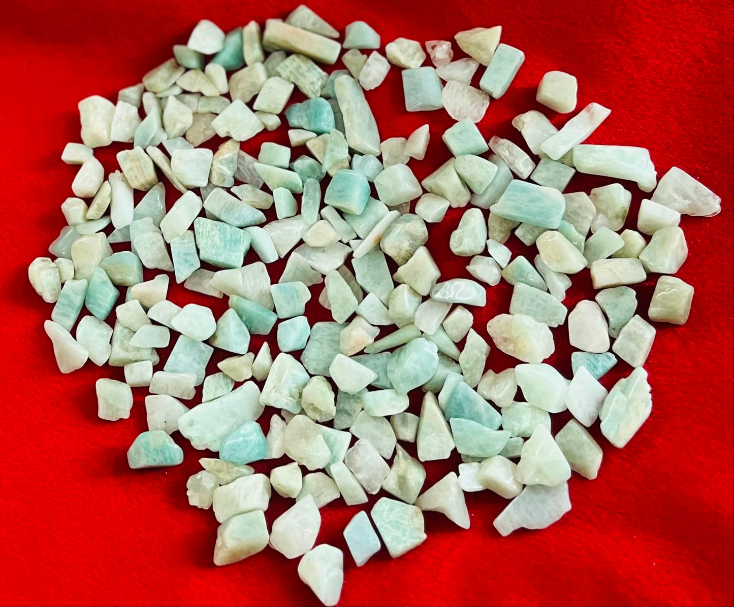 Indian Consigners Natural Crushed Polished Tumbled Gem Stone Chips, Decoration & Healing Crystals (Amazonite)