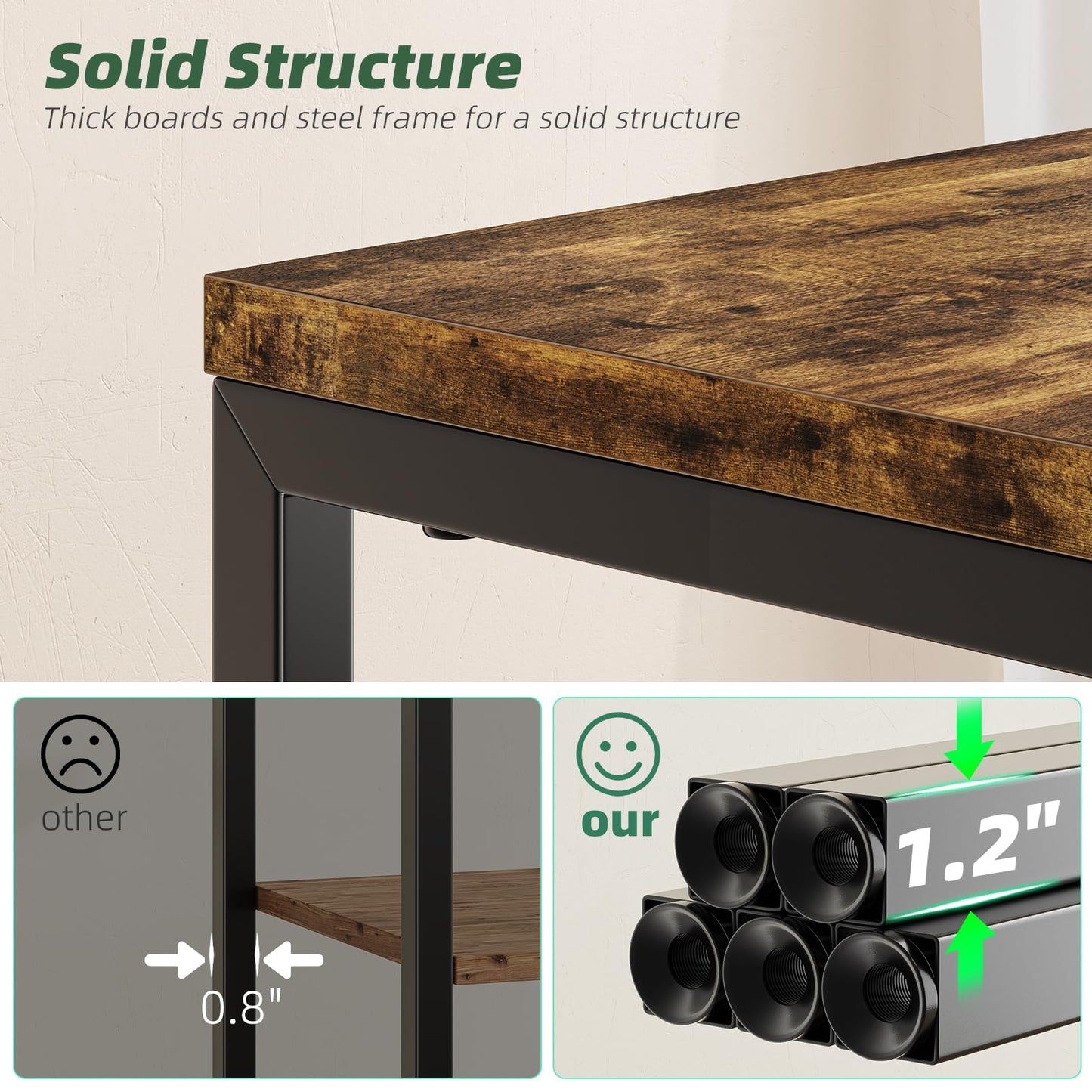 Simple Trending 3 Tier Side Table, End Table Night Stand Sofa Table Shelf for Living Room, Rustic Brown