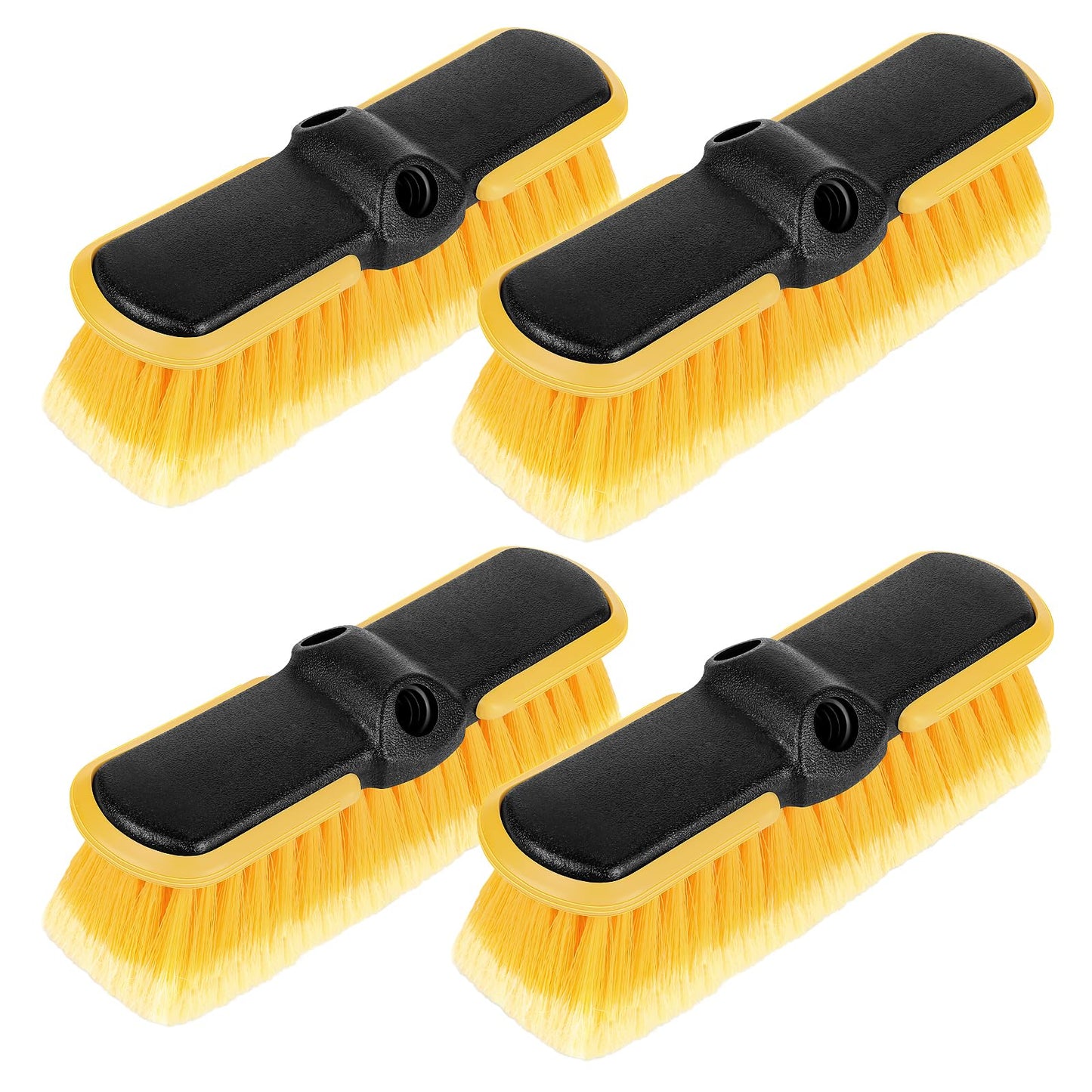 10 Inch Car Wash Brush Head, Scrub Brush Attachment for Long Handle Extension Pole,Outdoor Broom and Scrubbing Brush for Cleaning Window, Wall, House Floor, Deck, Patio, Car (10inch Brush-4Pack)