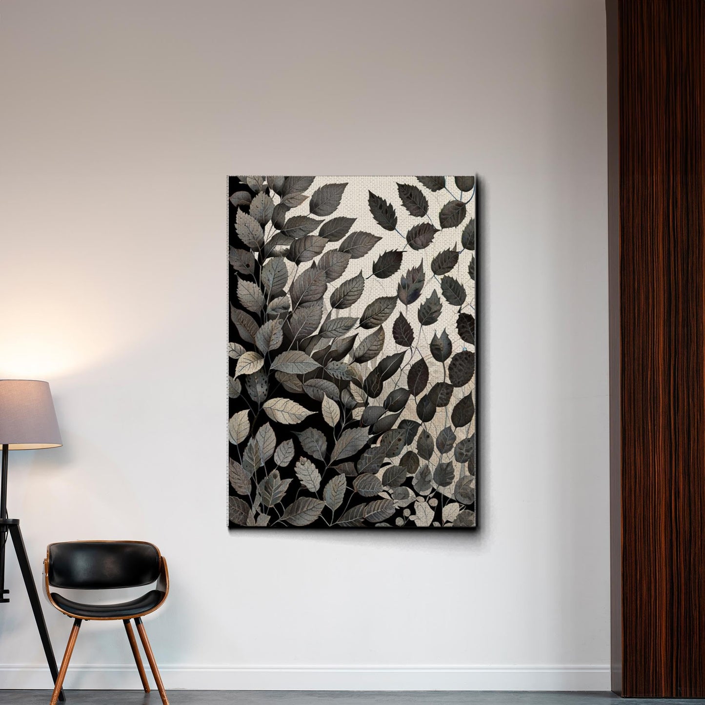 Canvas Print Scandinavian Folk Art Black and Beige Abstract Botanical Wall Art for Scandinavian Home Decor Decor Canvas, Print