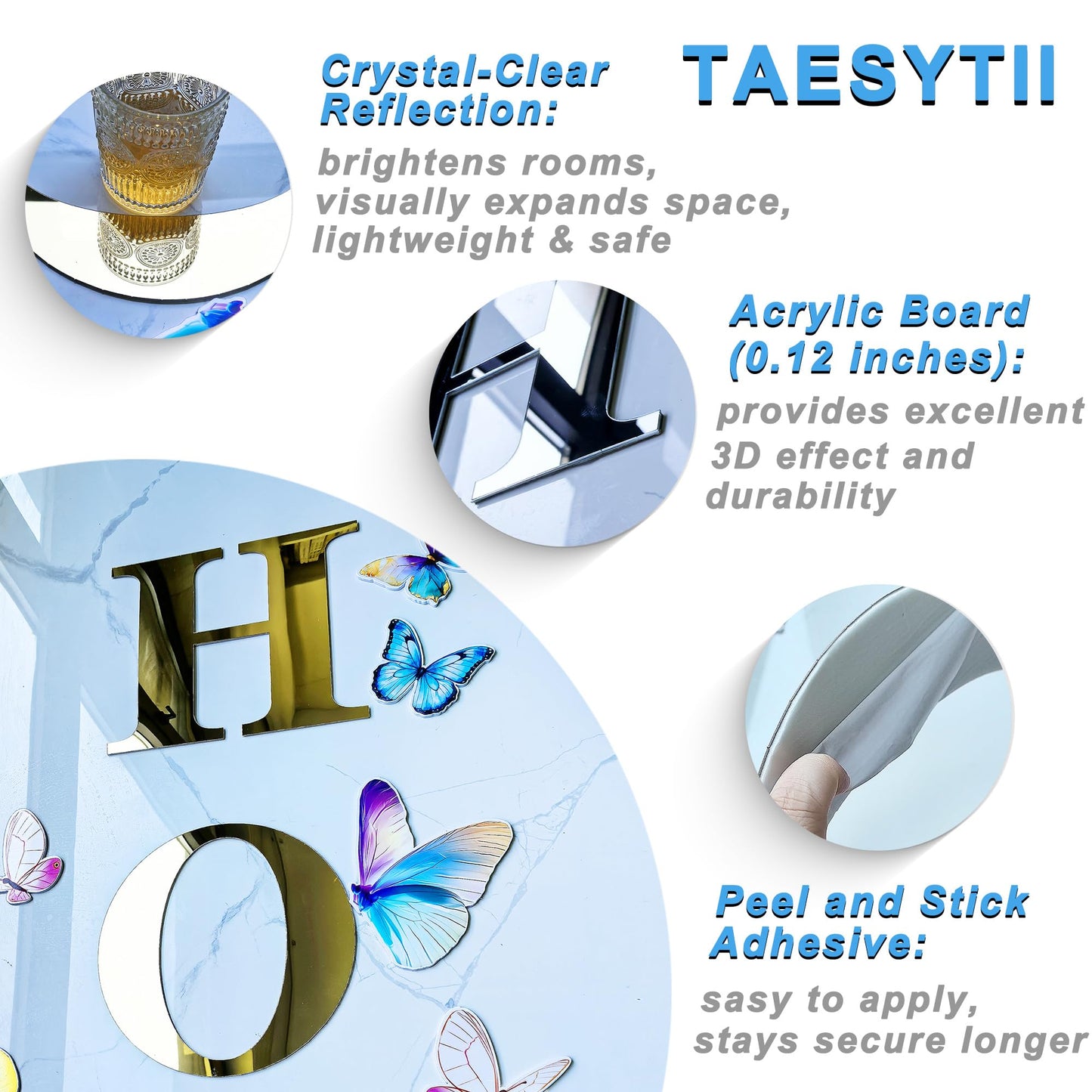 Taesytii Home Letters Sign Wall Decor Living Room Gold Acrylic Mirrors Art Wall Stickers Peel and Stick Wall Decals Modern Decoration Pictures for Living Room Entryway Dining Room Murals