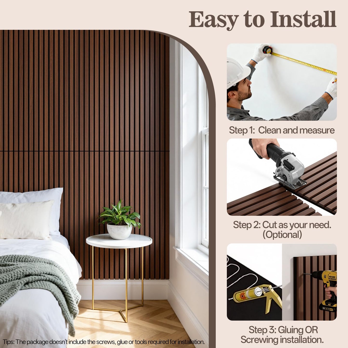 2 Pack Wood Panels for Wall, 47.24" x 23.81" Acoustic Wood Slat Wall Panel for Interior Decor & Noise Reduction, Soundproof Wood Wall Panel, Sound Absorbing Wall Panels for Home Office Studio, Walnut