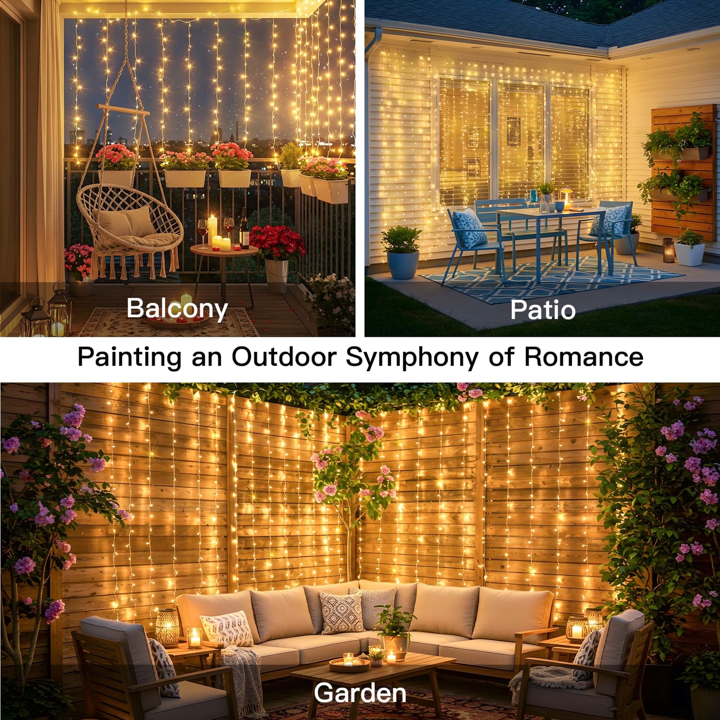 suddus Curtain Lights for Bedroom, 200 Led Hanging String Light Outdoor, Fairy Curtain Lights Indoor for Christmas, Dorm, Wall, Backdrop, Window, Wedding, Party, Birthday Decor, Warm White