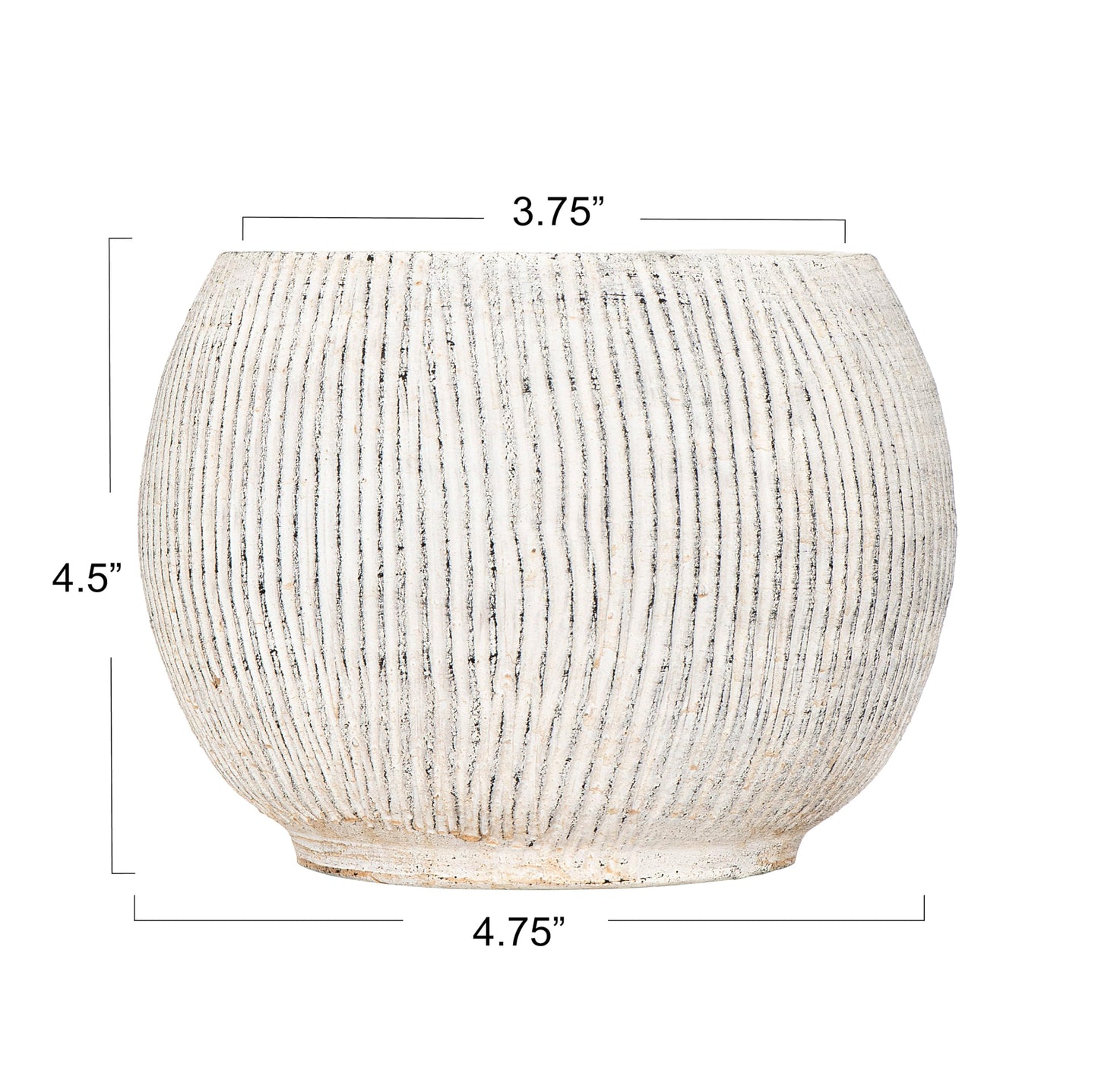 Creative Co-Op Distressed Cream Terracotta Planter with Fluted Texture