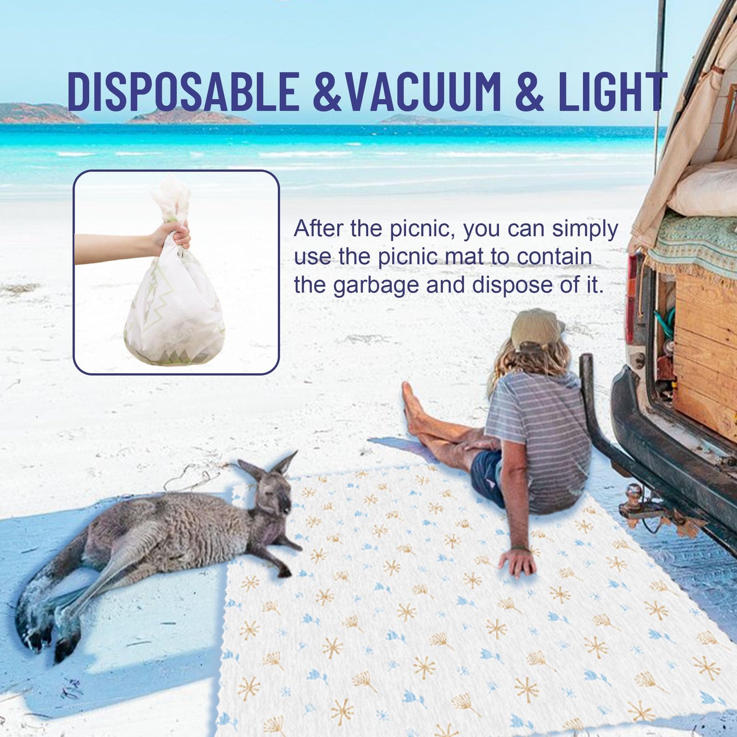 UNIFREE Disposable Picnic Mat, Extra Large Picnic Outdoor Blanket,Disposable Tablecloth for Dining, Camping, Indoor and Outdoor,4 Pads