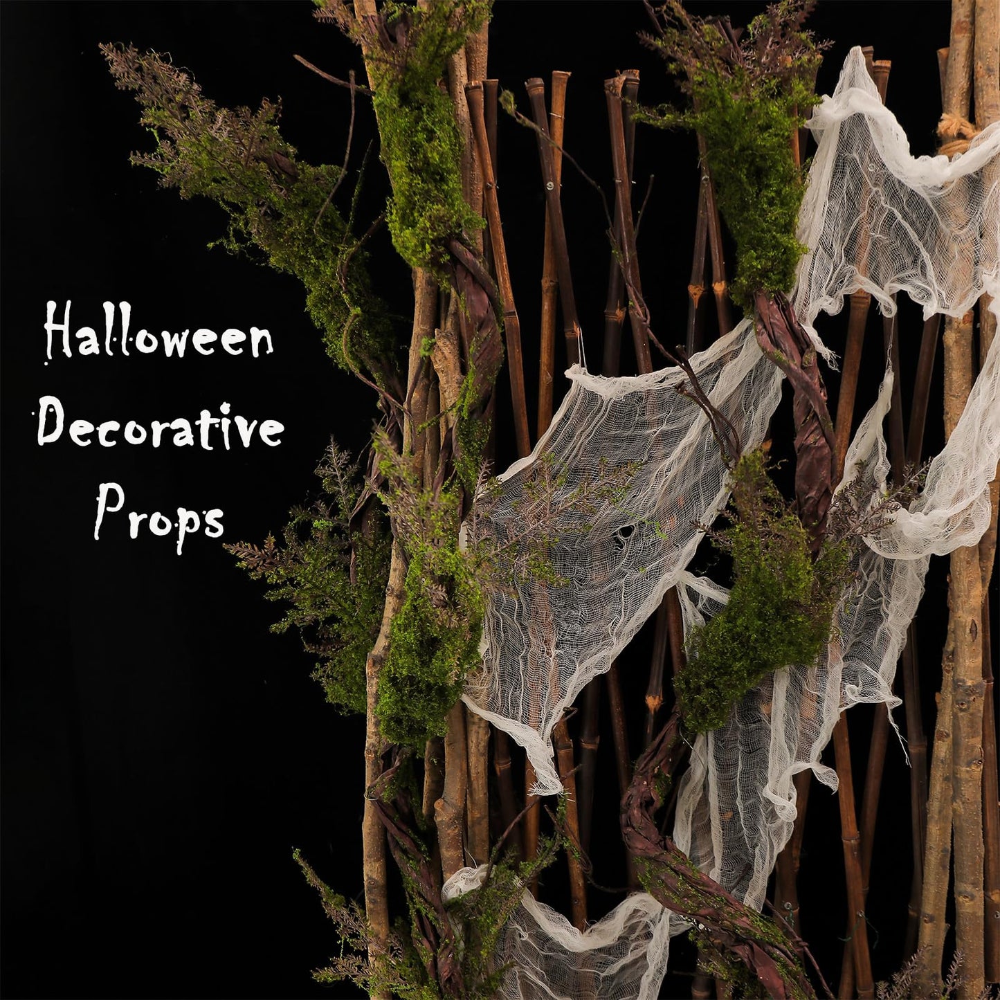 1Pcs 78.9inch Large Bendable Artificial Tree Branches Moss Sturdy Hanging Plants Leaves Grape Vines Thick Tree Trunk Twigs Greenery Stems Cherry Blossom Garland for Halloween Outdoor Forest Decor