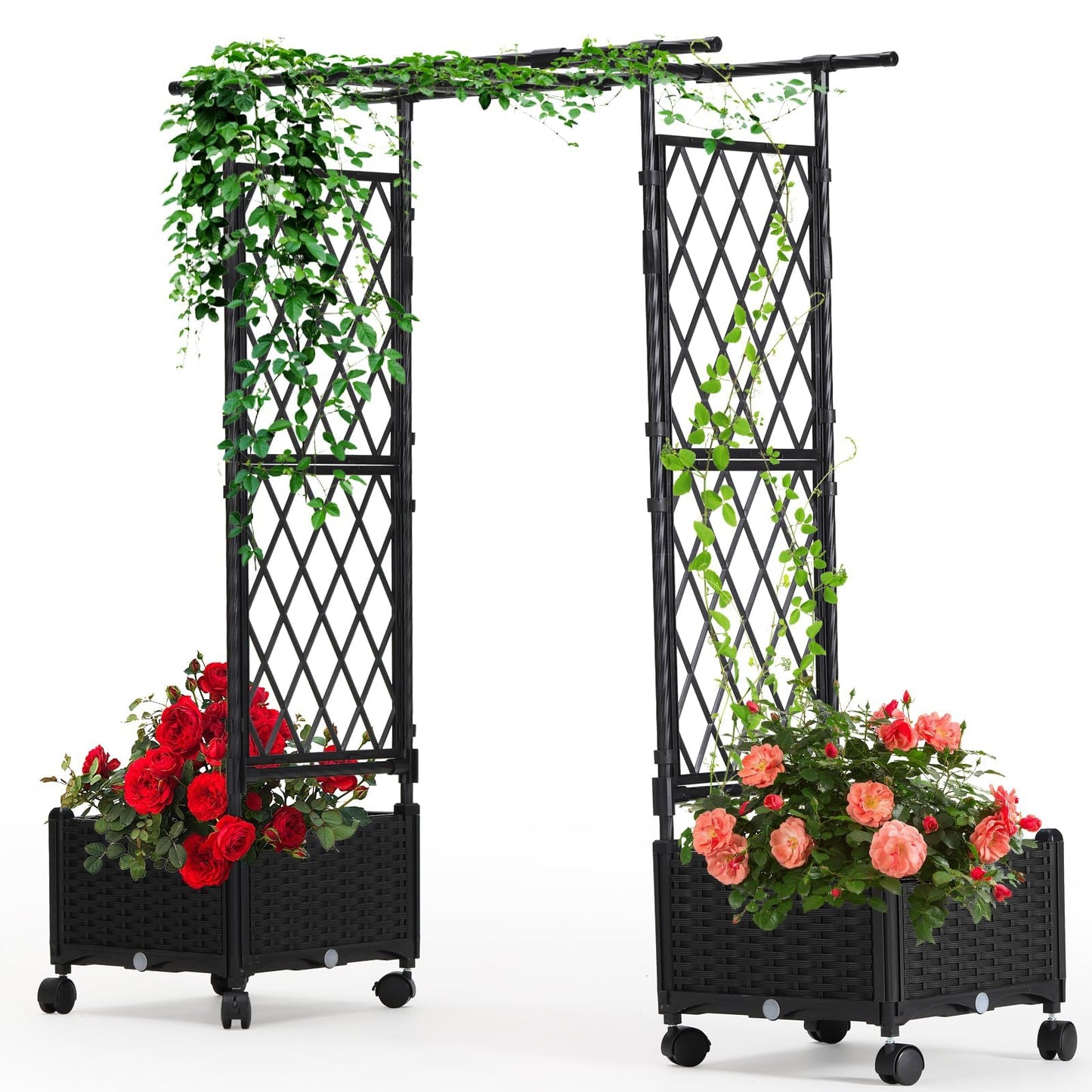 yotoworth Planter with Trellis Raised Garden Beds, 4.5ft Tall with Screen Indoor Outdoor, Vegetable Flower Privacy Planter Box for Backyard Balcony Patio, Black