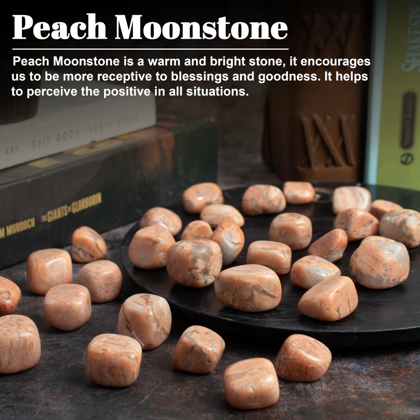 Crocon 1LB Peach Moonstone Tumbled Stones and Crystals Bulk Natural Crystal Kit for Reiki Healing Crystal Polished, Tumble Stones, Chakra Balancing, Good Luck, Reiki Gift Home Decor Size : 20-25 mm
