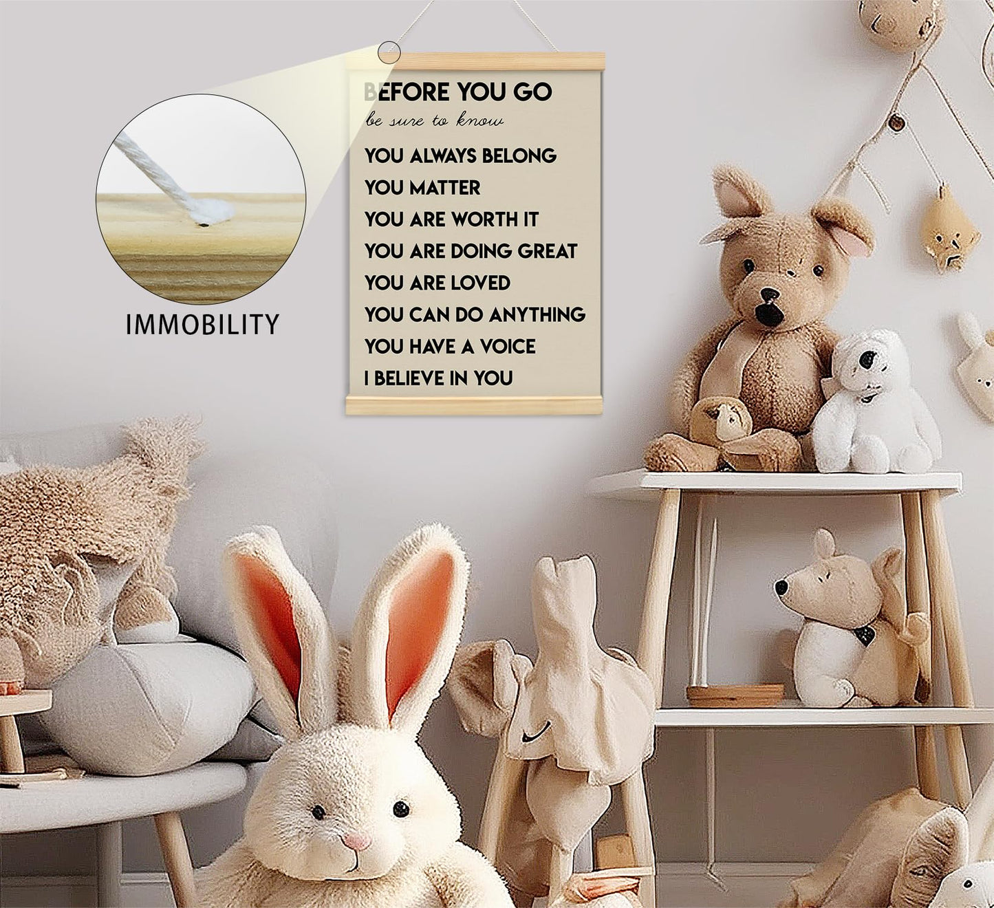 Mental Health Positive Affirmations Inspirational Wall Art Decor, Therapist Calming Teacher Nurse Wall Art for Office, Door Decor for Office Classroom Kids Teen Room Playroom, Wood Posters 12x16 In