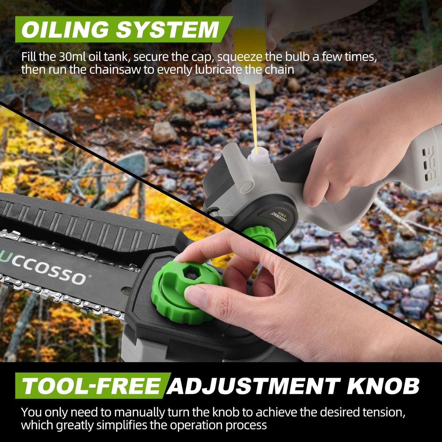 3-in-1 Electric Pole Saws for Tree Trimming 6&8" Mini Chainsaw Cordless with Extension Pole,850W Brushless Motor,Auto Oiling,Total Reach of Max 15ft,Pole Saw for Home & Garden & DIY-Gray