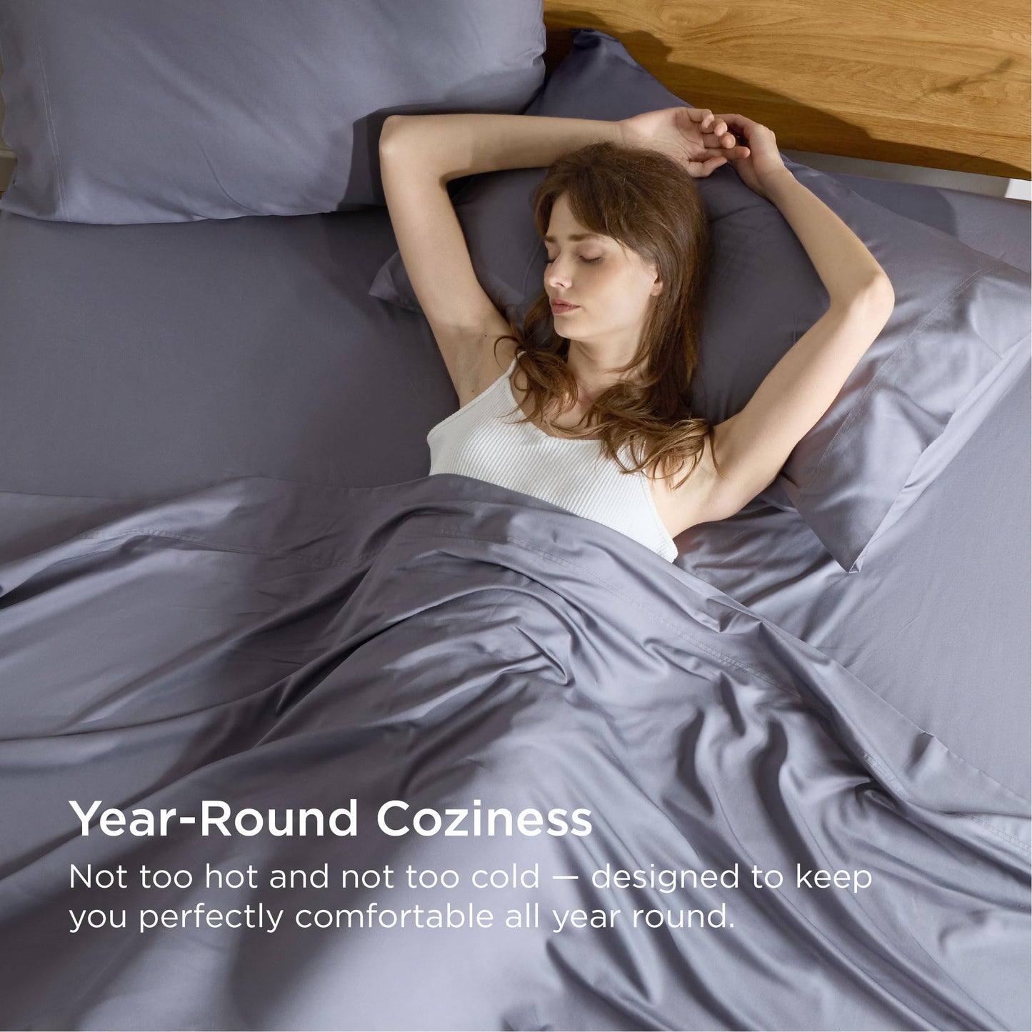 Bedsure Queen Sheet Set, Cooling Sheets for Queen Size Bed Set, Rayon Derived from Bamboo, PureWoven, Breathable & Soft, Deep Pocket Up to 16", Hotel Luxury Silky Bedding for Hot Sleepers, Dark Grey