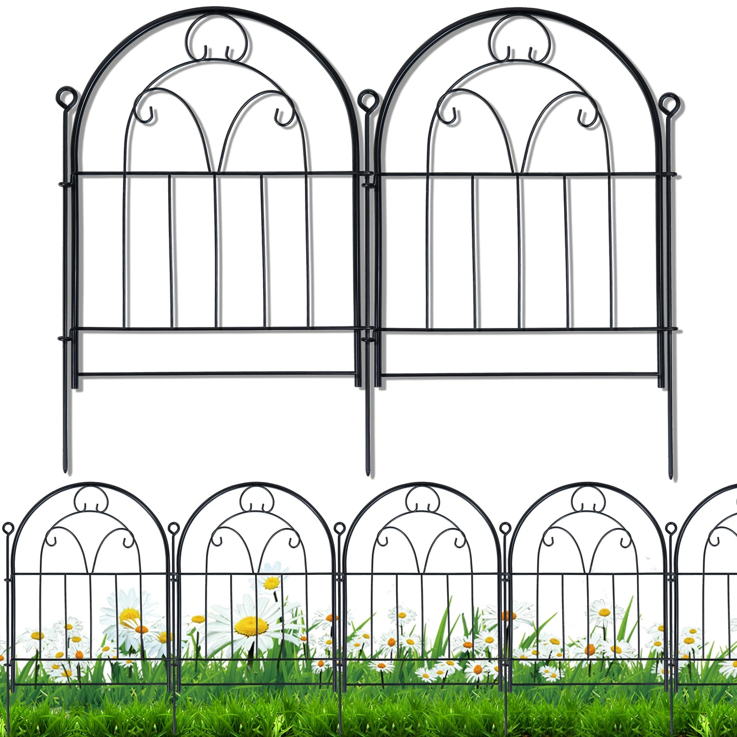 Garden Fence, 11ft(L) X 21in(H) 10 Pack Rustproof Metal No Dig Fence Panels, Garden Fencing Dog Fence Outdoor for Yard, Decorative Fences and Borders, Animal Barrier, Flower Bed, Patio