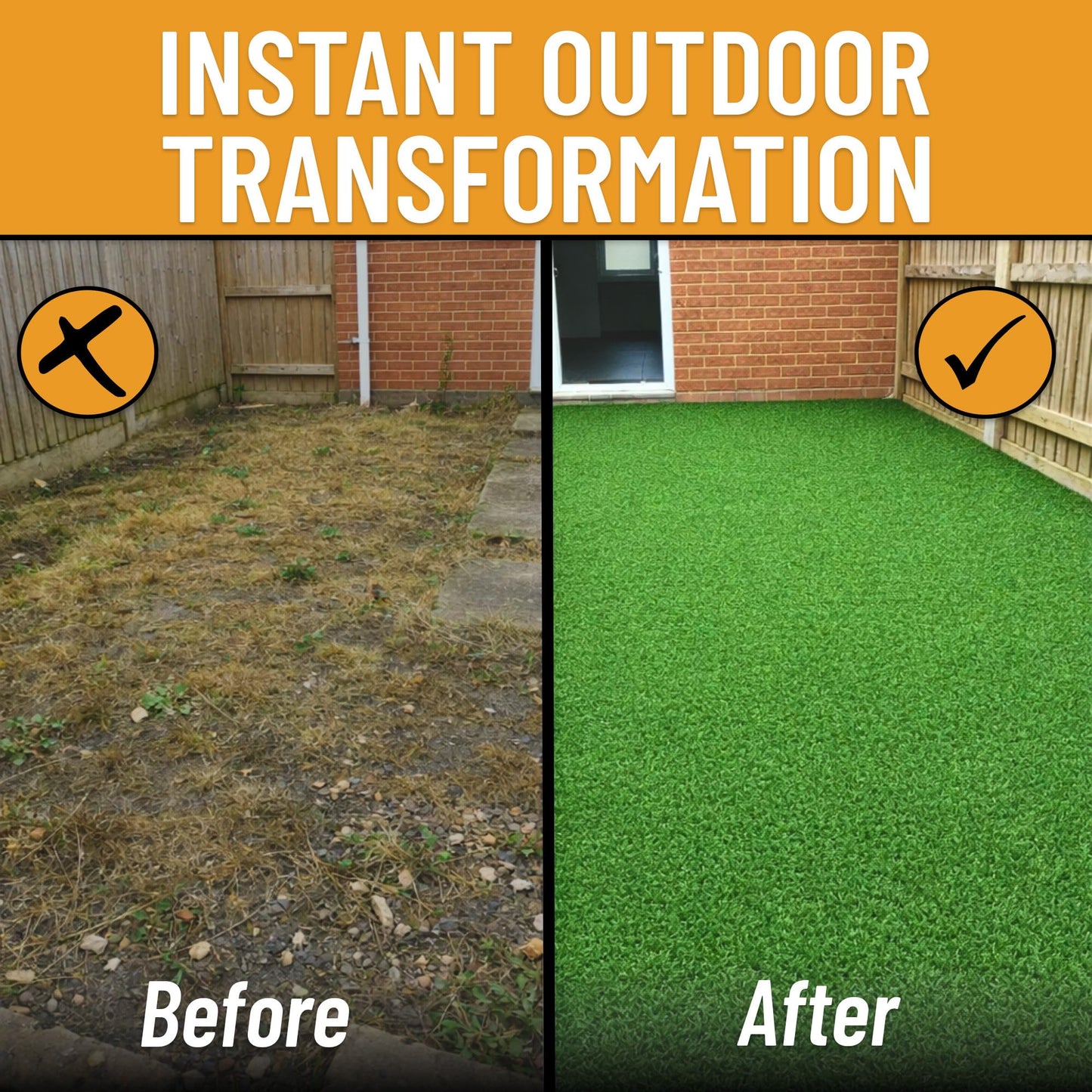 Ottomanson Artificial Grass Outdoor Rug for All-Weather Use, UV Fade Resistant Faux Turf with Drainage Holes, 7'10" x 9'10"
