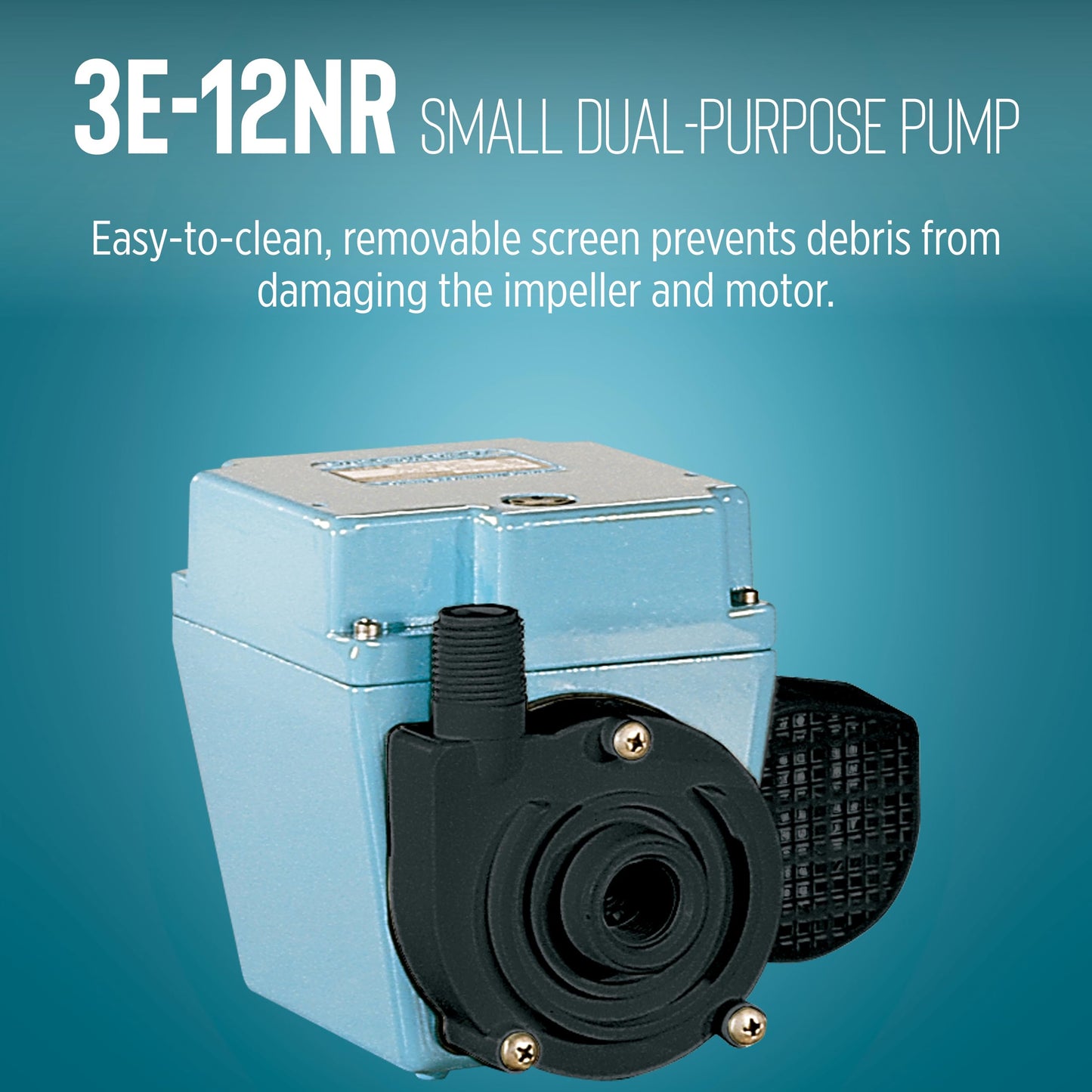 Little Giant 3E-12NR 115-Volt, 1/15 HP, 670 GPH Dual Purpose In-Line or Small Submersible, Oil-Filled Pump, 6-Ft. Cord, Blue, 503203
