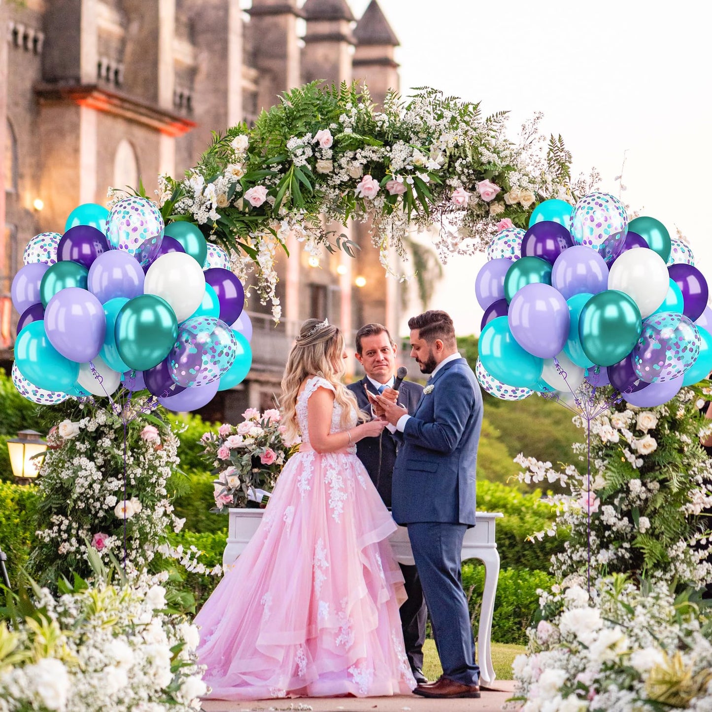 Purple White Green Metallic and Confetti Balloons for Graduation Wedding Birthday Baby Shower Party Decorations