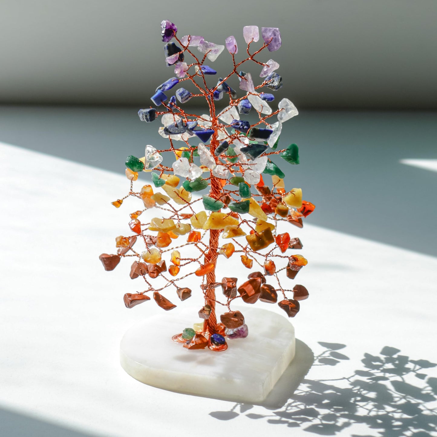 Crocon® 7 Chakra Quartz Heart Base Crystals Tree, Birthday Gifts for Women, Men & Friends, Tree of Life Crystals and Healing Stones, Home Decor, Women Gift Ideas, House Warming Gifts New Home for Mom